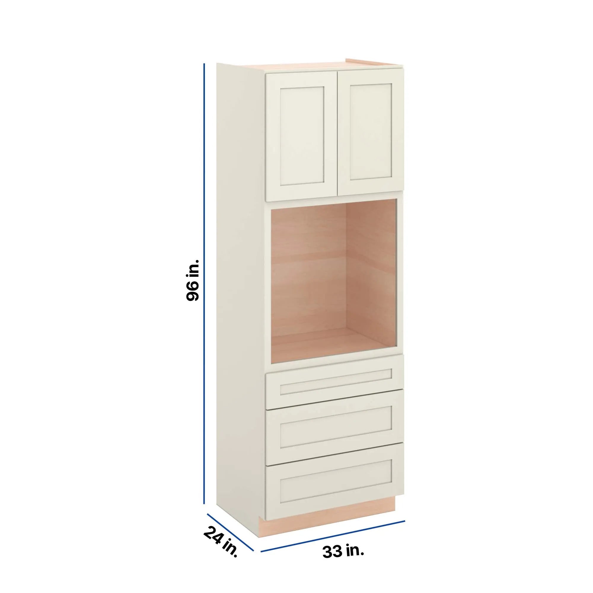 Modernform Cabinet Slim Dove White 33" W X 96" H X 24" D Oven Cabinet With 3 Drawers