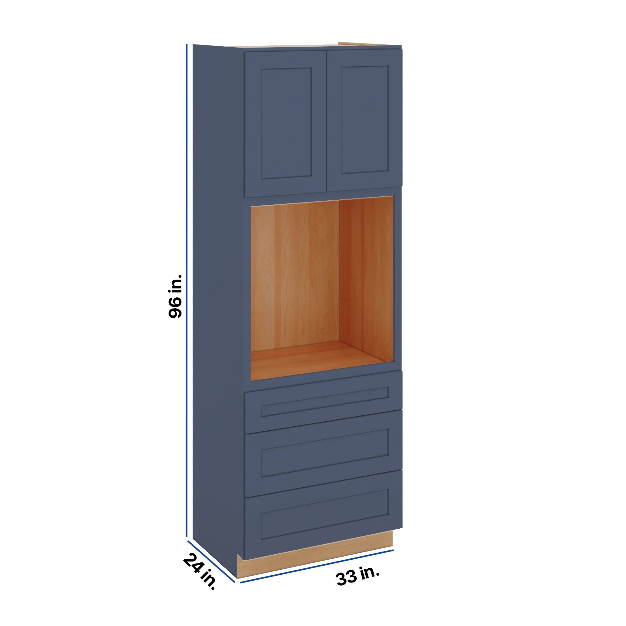 Modernform Cabinet Signature Blue 33" W X 96" H X 24" D Oven Cabinet With 3 Drawers