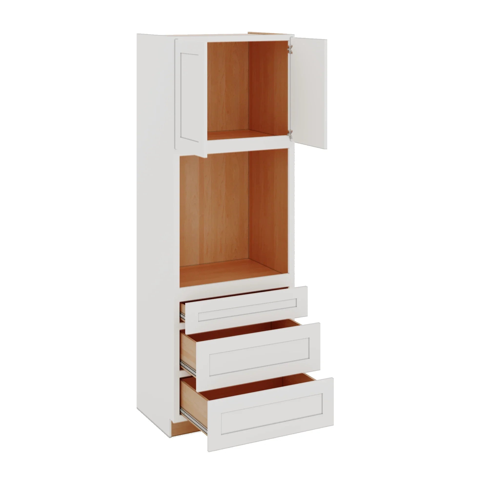 Modernform Cabinet White Shaker 33" W X 96" H X 24" D Oven Cabinet With 3 Drawers