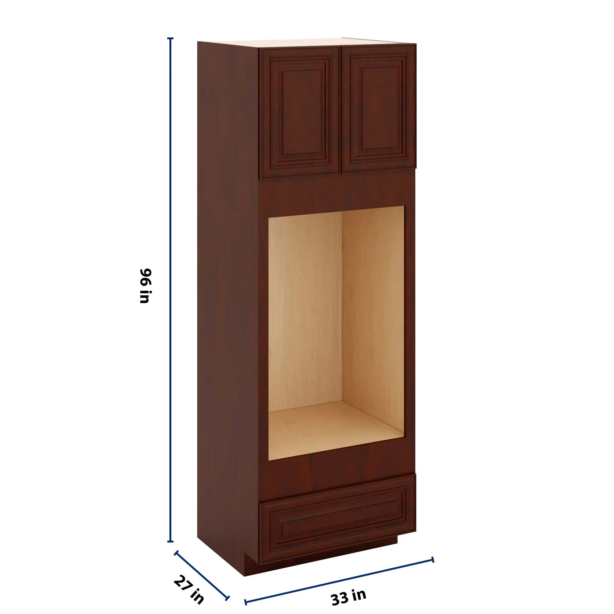 J&K Mahogany J5 Double Oven w/One (1) Bottom Drawer 33" W x 96" H x 27" D