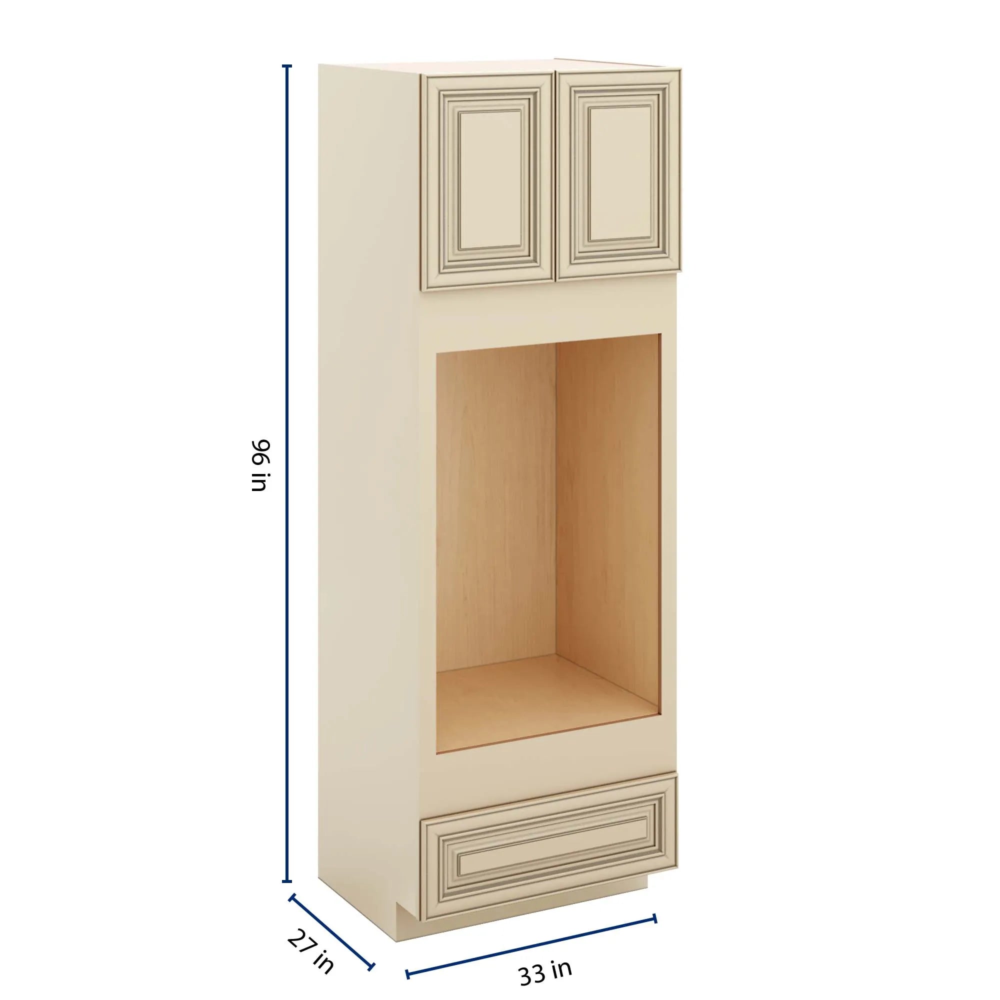 J&K Creme Glazed A7 Double Oven w/One (1) Bottom Drawer 33" W x 96" H x 27" D