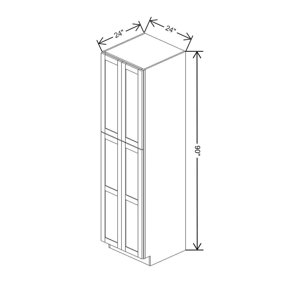 Kitchen Cabinet Distributors Shaker Designer White 5PC Pantry - 24" W x 90" H