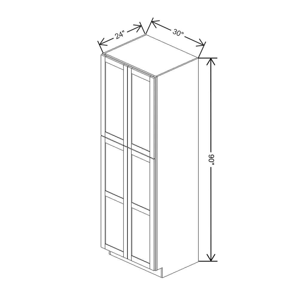 Kitchen Cabinet Distributors Shaker Designer White 5PC Pantry - 30" W x 90" H