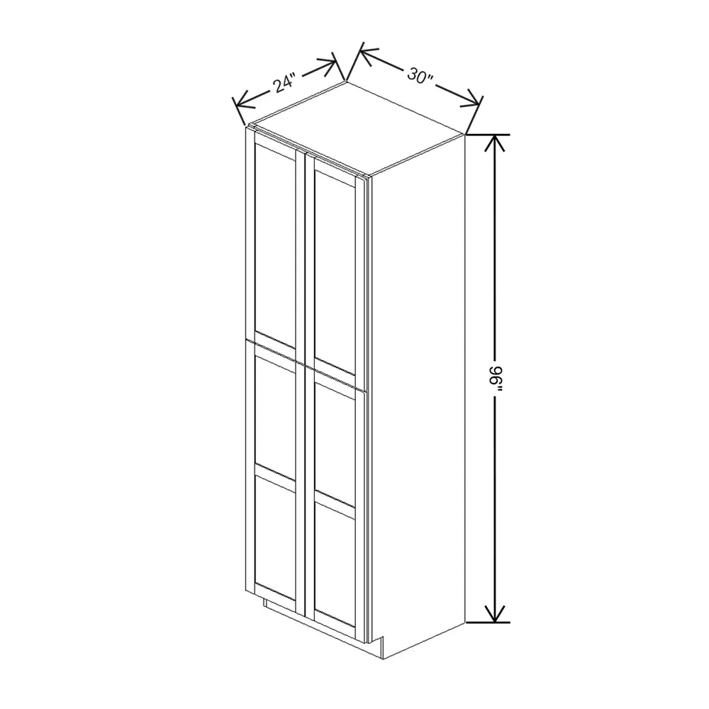 Kitchen Cabinet Distributors Shaker Designer White 5PC Pantry - 30" W x 96" H