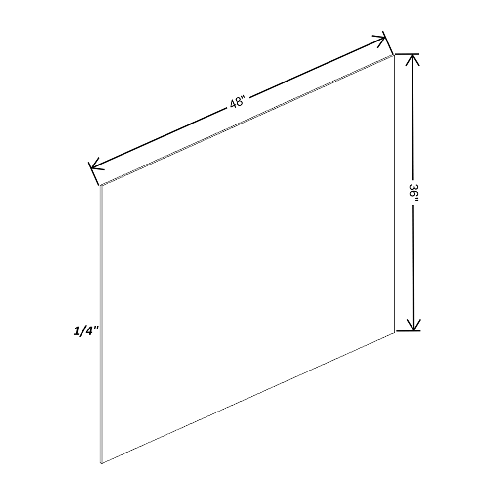 Wolf Classic York Grey Stain Ply Ven Finished End Panel - 48"W X 36"H X 1/4"D - (Vert)