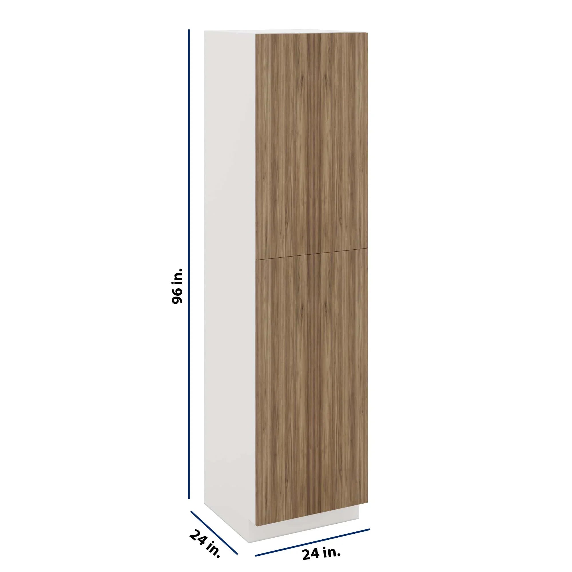 Modernform Cabinet Walnut 24" W X 96" H X 24" D Double Door Tall Pantry Cabinet