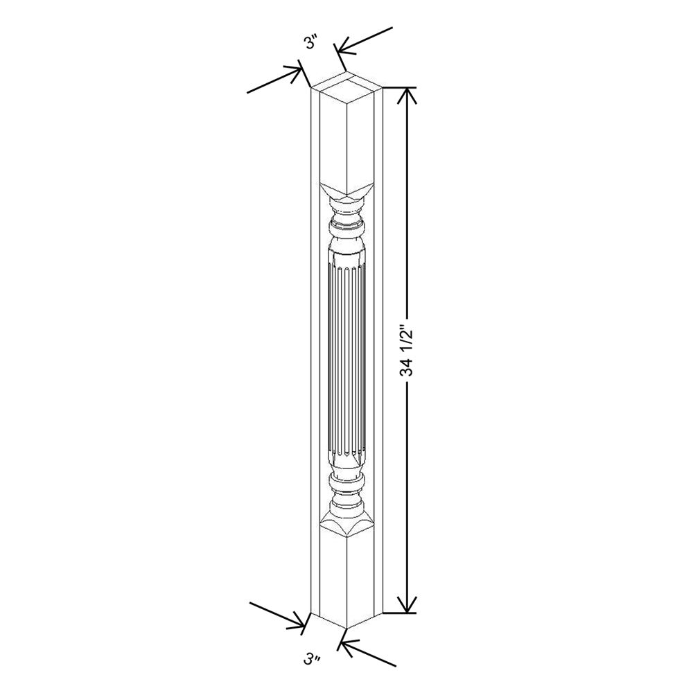 CNC Concord Elegant Smoky Grey 3" W X 34 1/2" H Corner Post Fluted