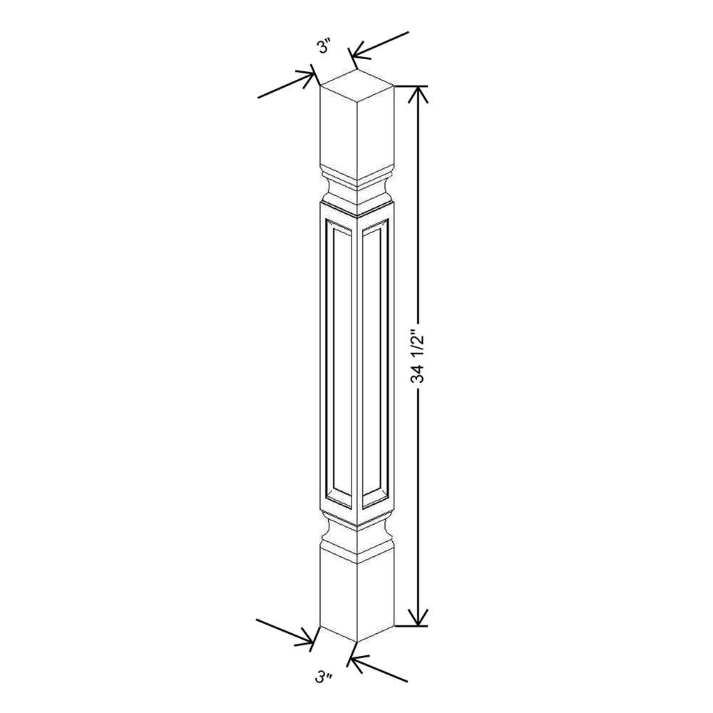 CNC Classic Versailles White 3" W X 34 1/2" H X 3" D Post