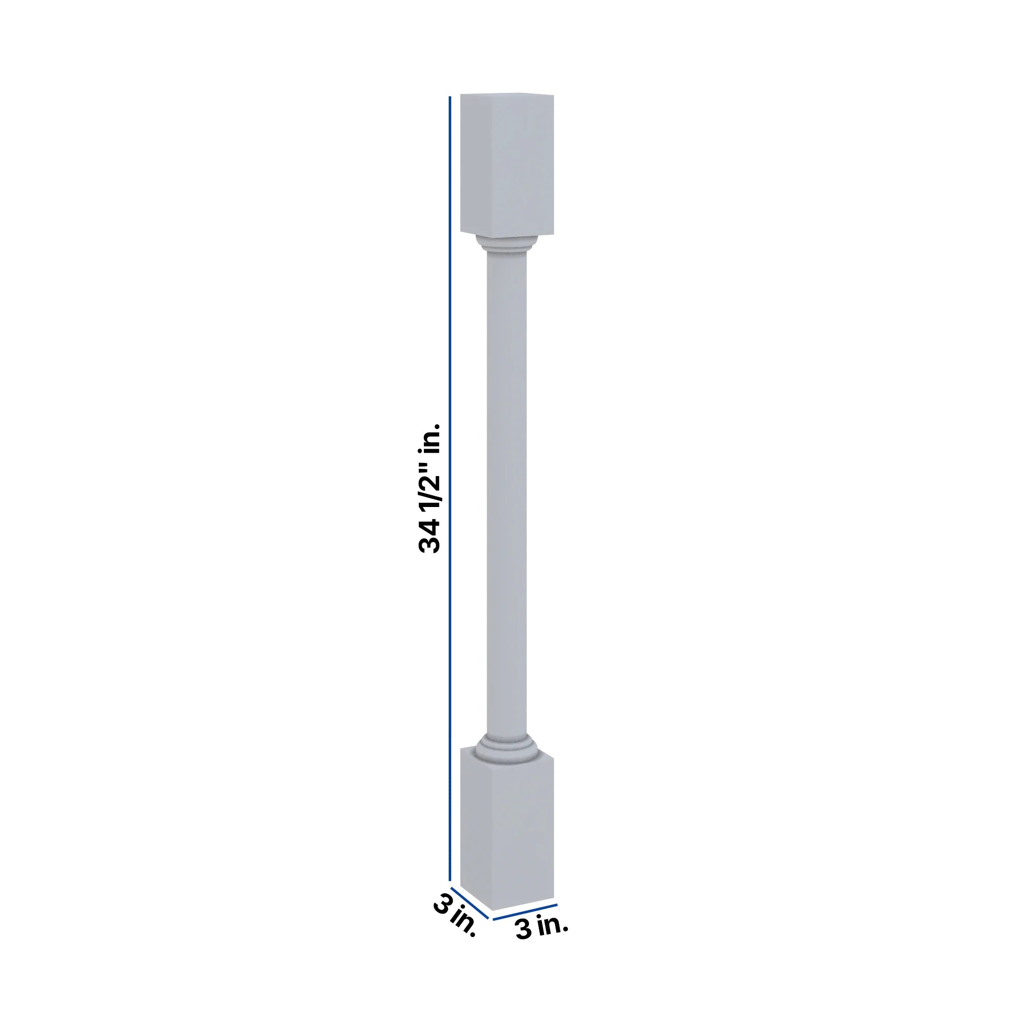 Modernform Cabinet Grey Shaker 3" W X 34 1/2" H X 3" D Turn Post