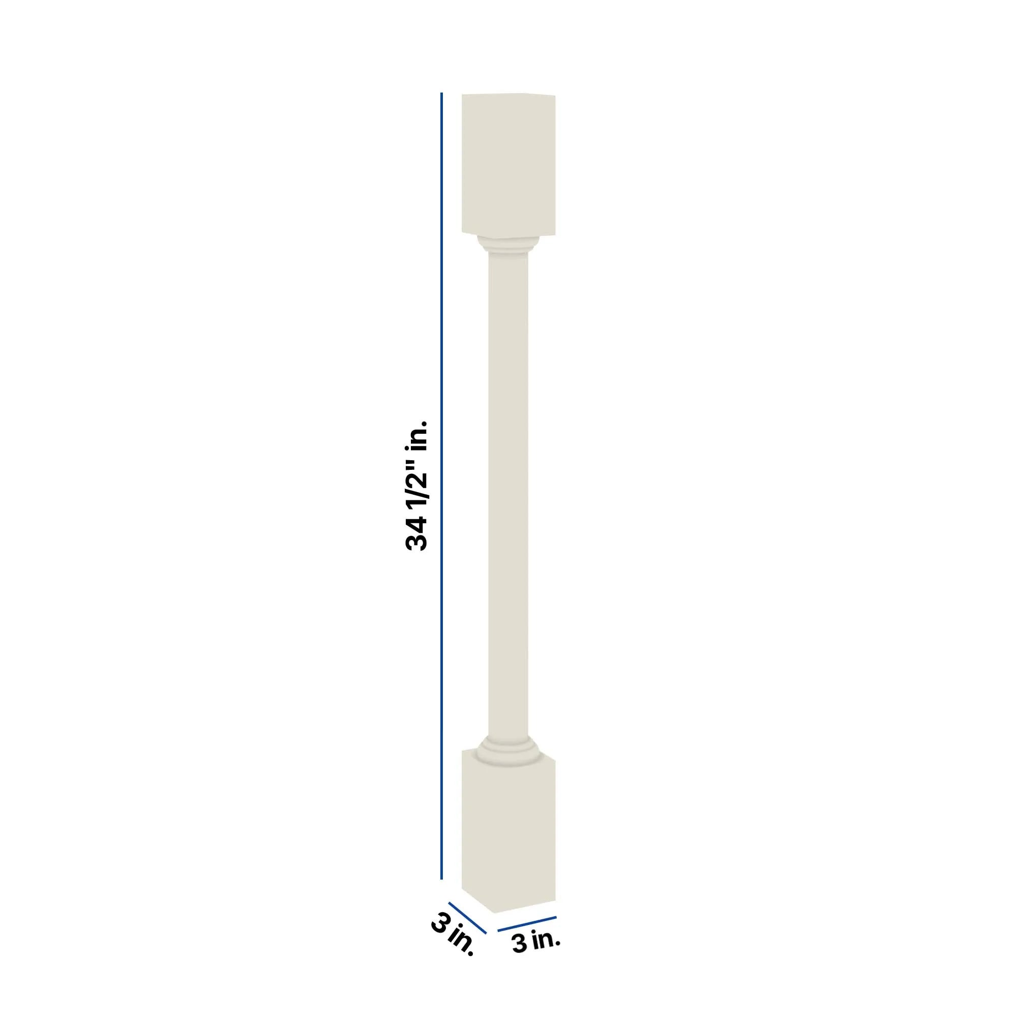 Modernform Cabinet Slim Dove White 3" W X 34 1/2" H X 3" D Turn Post