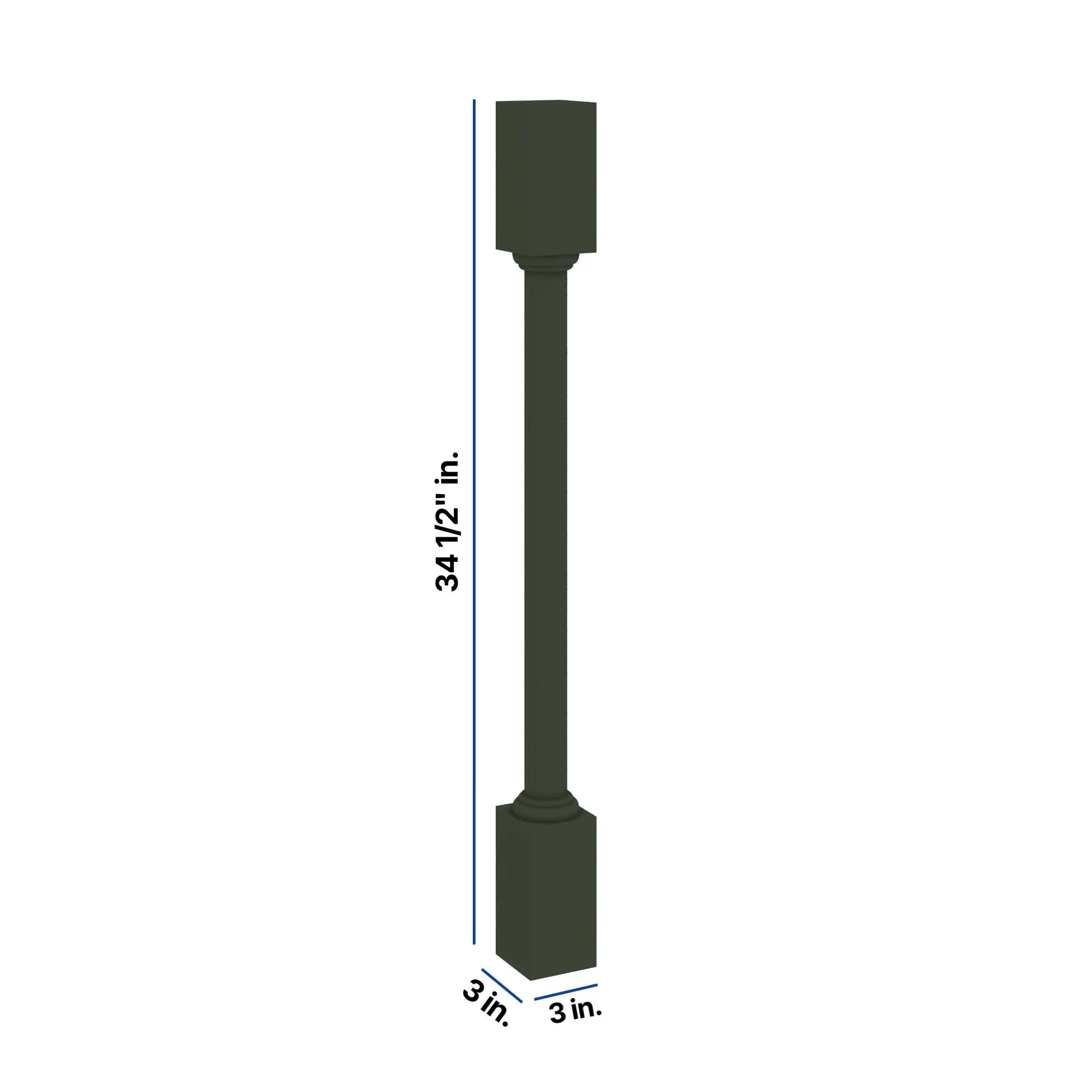 Modernform Cabinet Slim Sage Green 3" W X 34 1/2" H X 3" D Turn Post