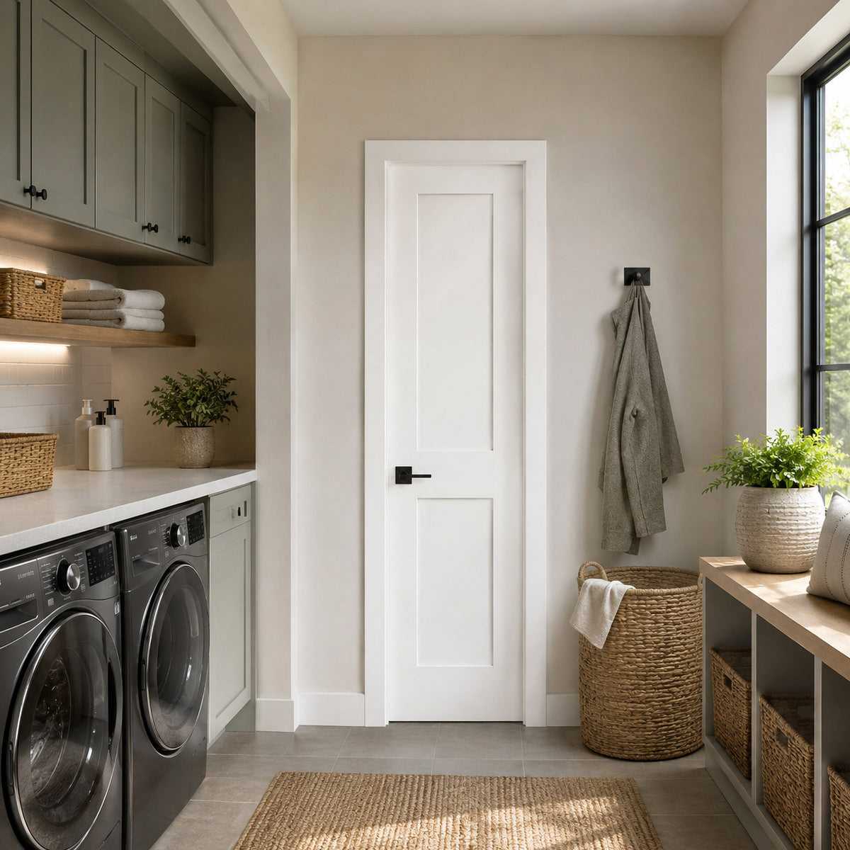18 in x 80 in white 2 panel shaker solid core primed mdf prehung interior door