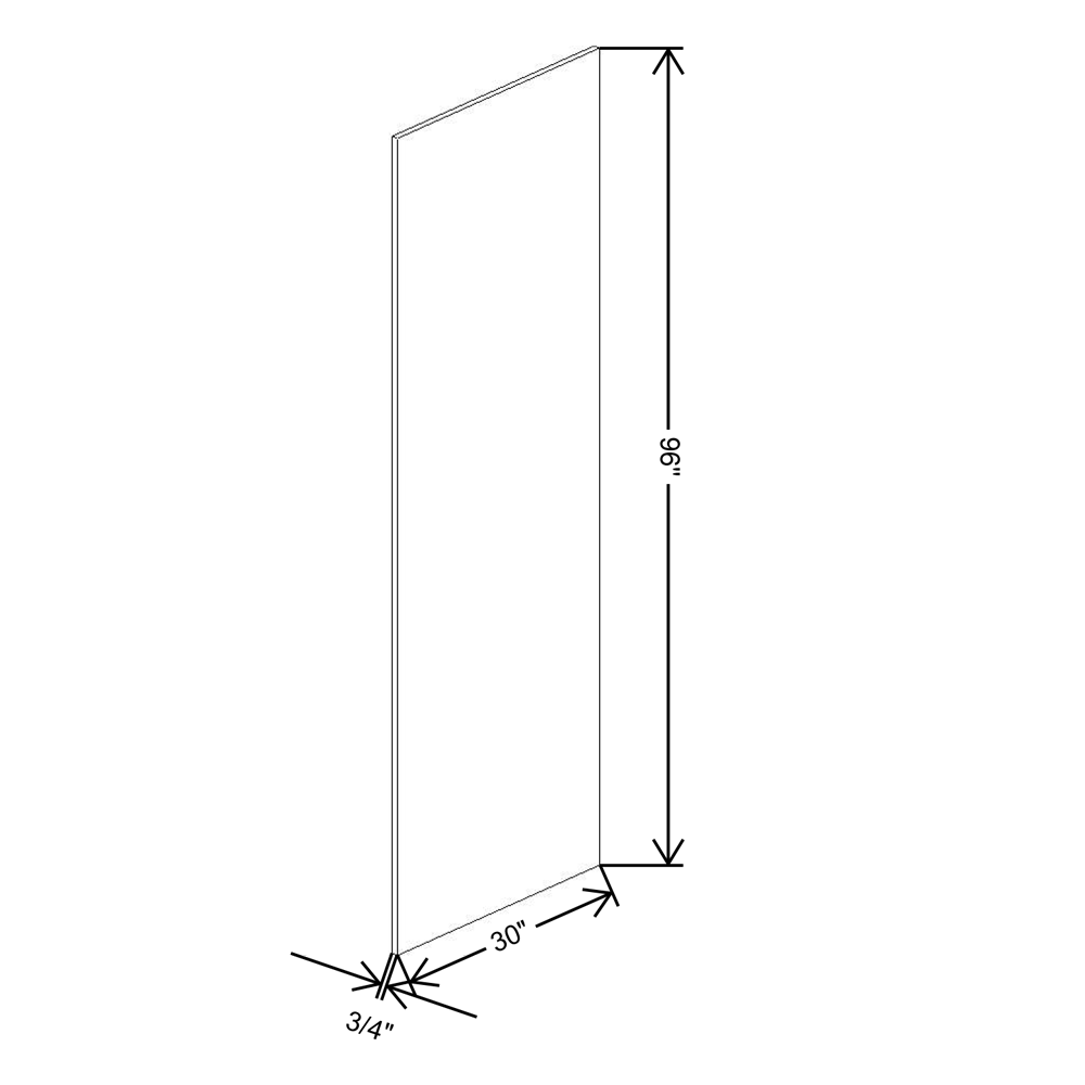 Fabuwood Allure Onyx Frost  3/4"W X 30"D X 96"H Refrigerator End Panel