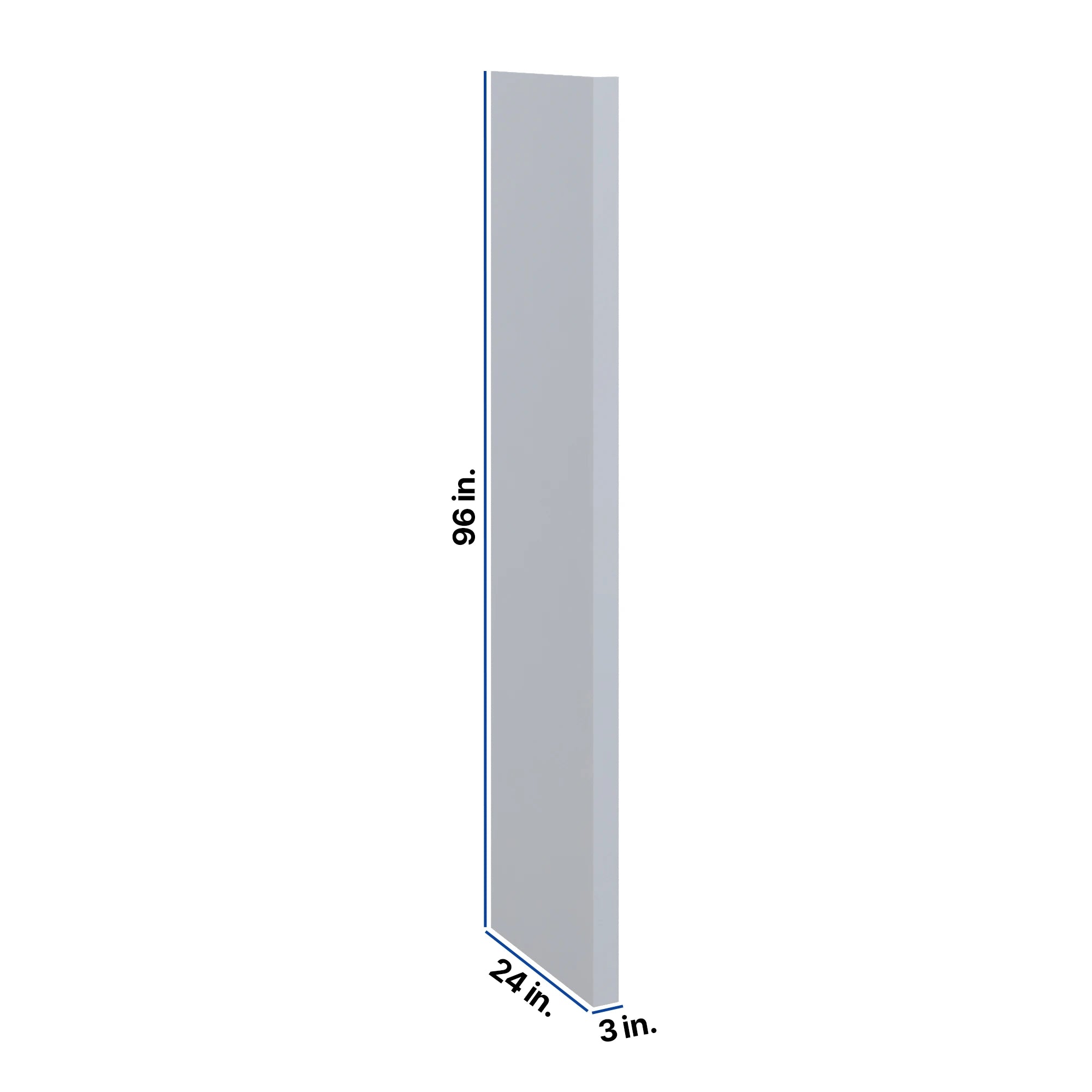 Modernform Cabinet Grey Shaker 3" W X 96" H X 24" D Refrigerator End Panel