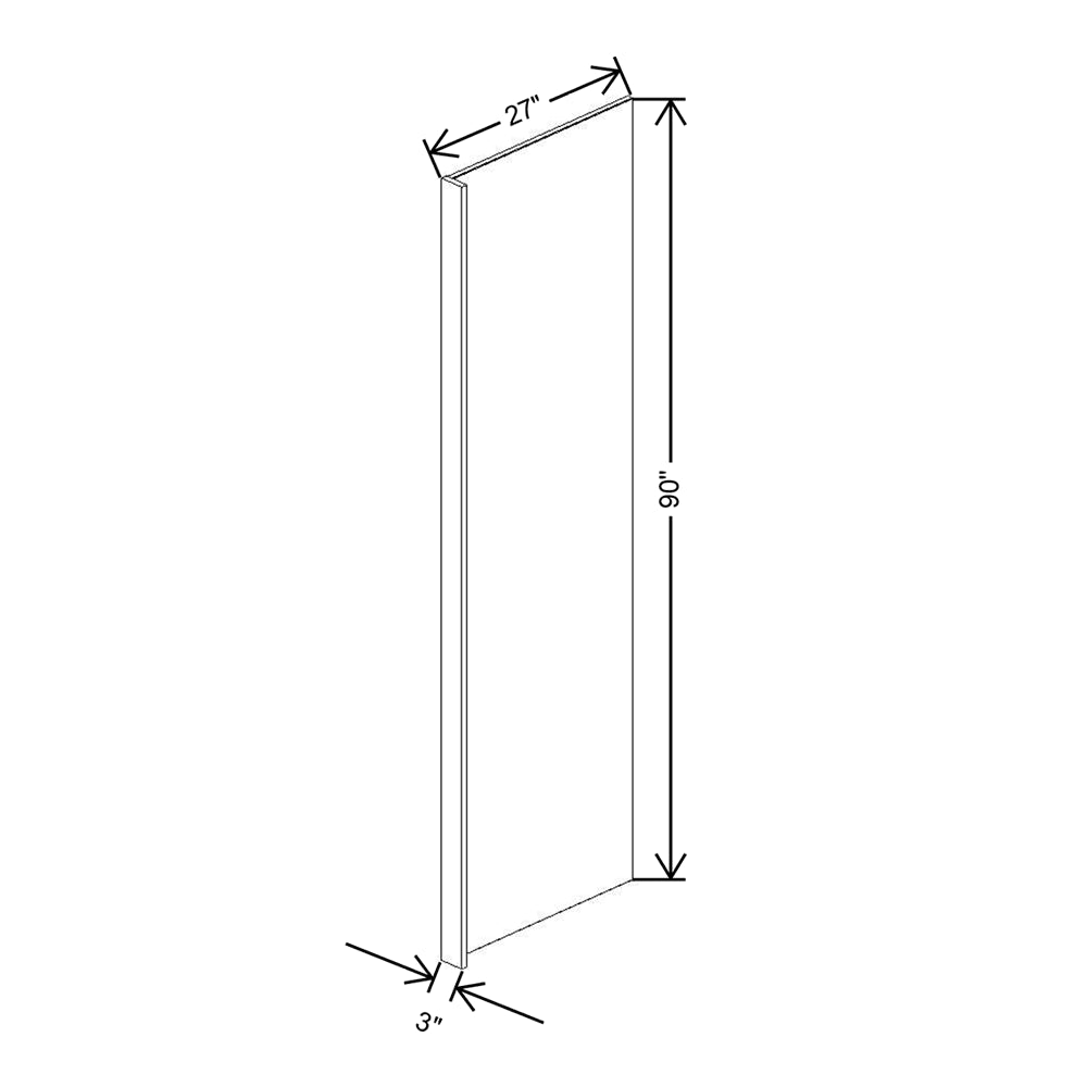 J&K Pebble B6 Refrigerator Panel w/Return Filler 3" W x 90" H x 27" D