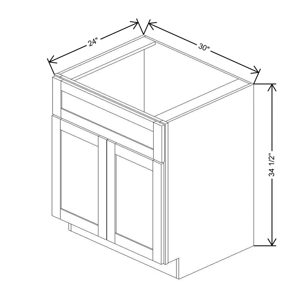 Kitchen Cabinet Distributors Shaker Designer White 5PC Sink Base Cabinet - 30" W x 34.5" H