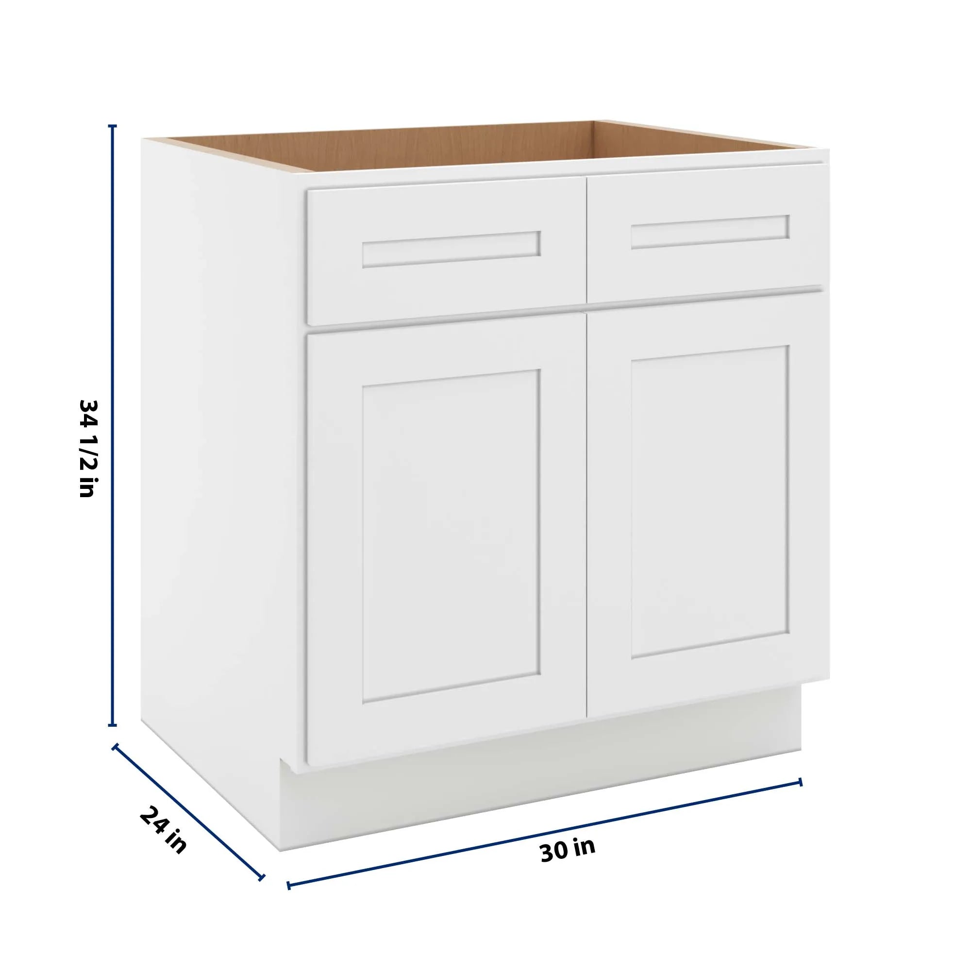cnc luxor 5 piece white 30 w double door removable sink base cabinet