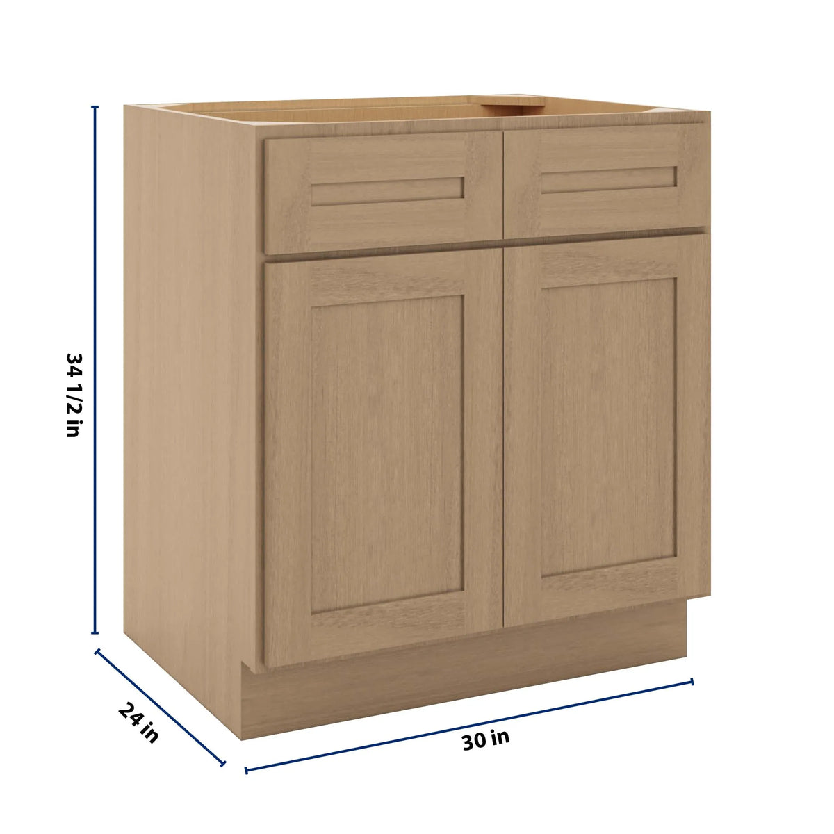 CNC Luxor 5-Piece Harvest 30" W 2 Drawer Front Double Door Sink Base Cabinet
