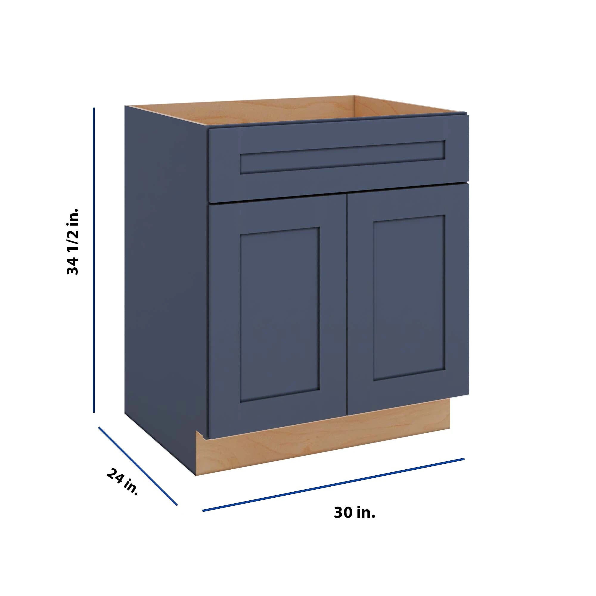 Modernform Cabinet Signature Blue 30" W X 34 1/2" H X 24" D Double Door Sink Base Cabinet