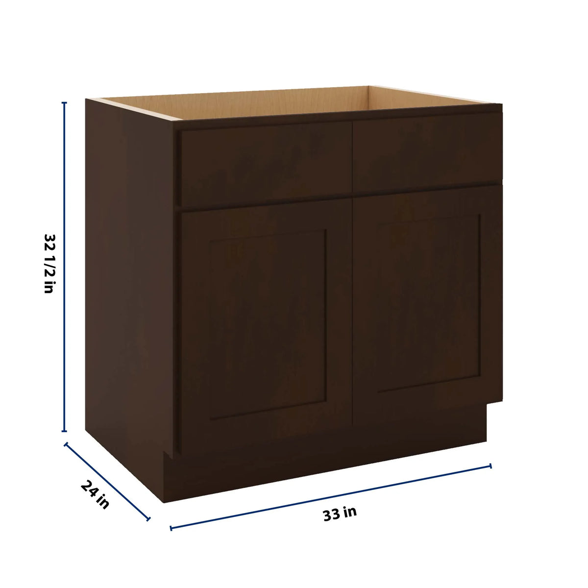 CNC Luxor 5-Piece Espresso 33" W Double Door Removable Sink Base Cabinet