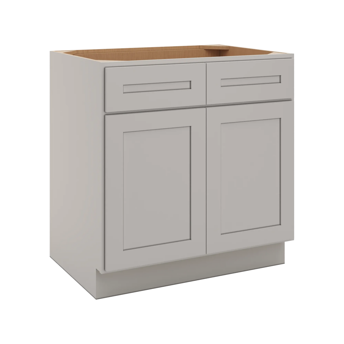 CNC Luxor 5-Piece Misty Grey 33" W 2 Drawer Front Double Door Sink Base Cabinet