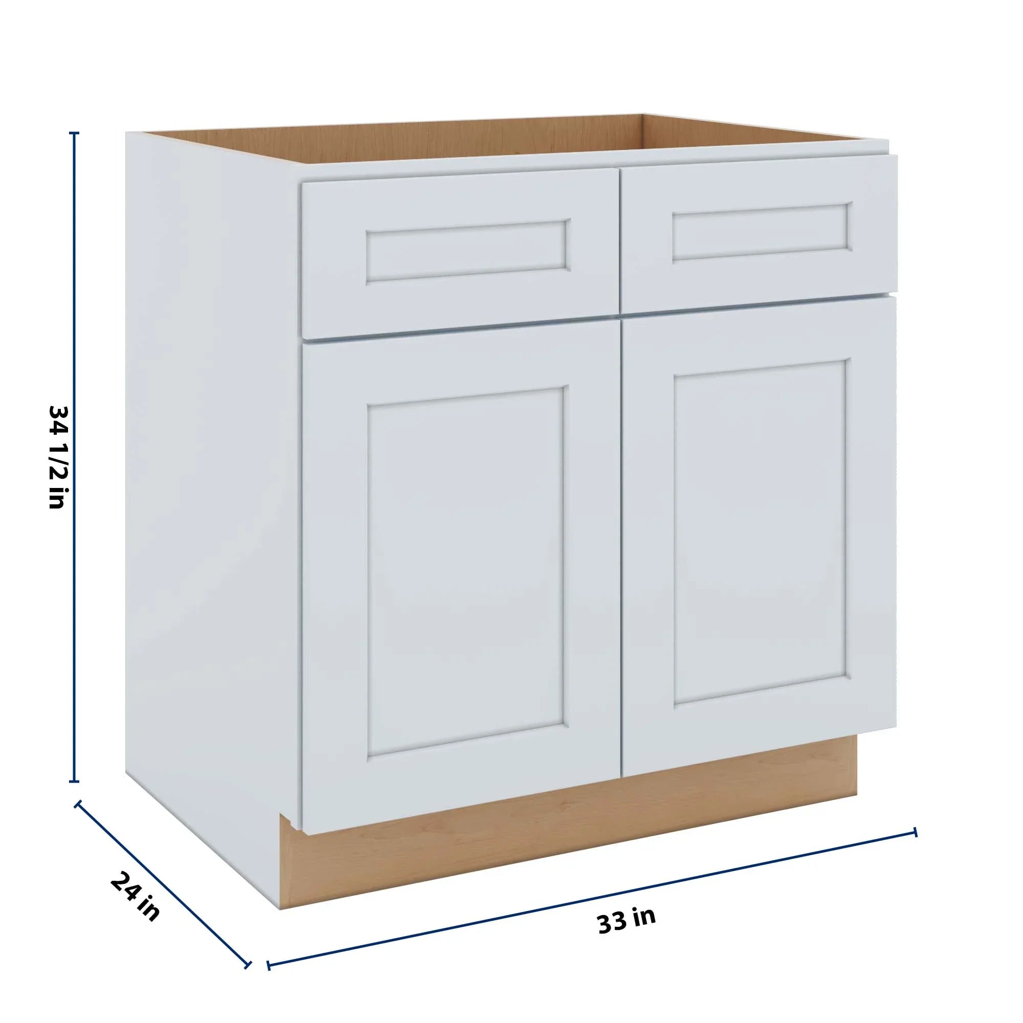 J&K White Shaker S8 Sink Base - 33" W