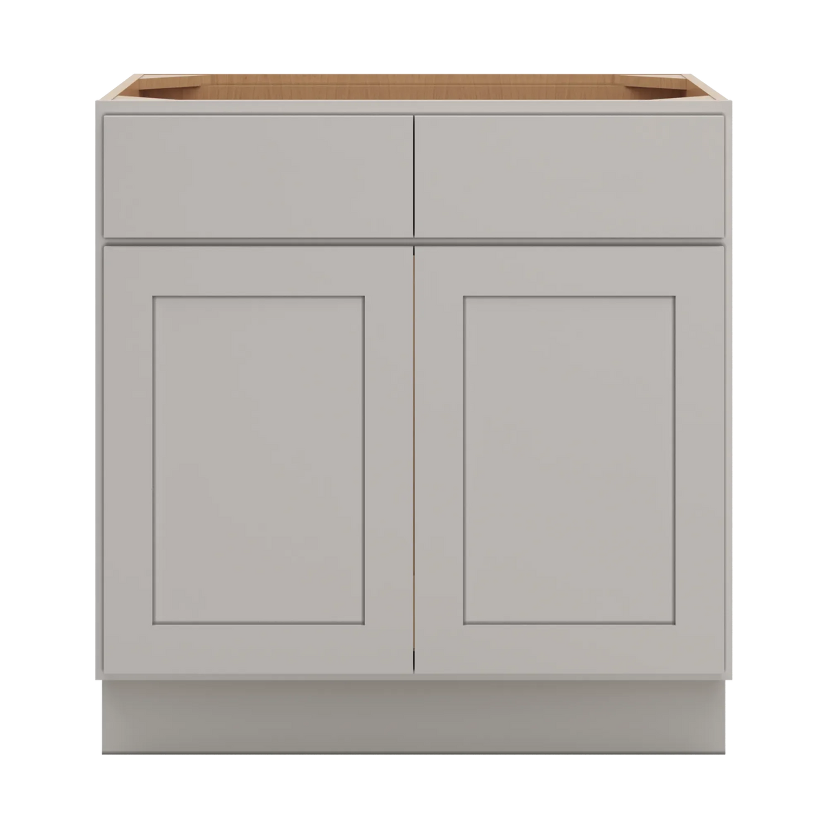 cnc luxor misty grey 33 w 2 drawer front double door sink base cabinet