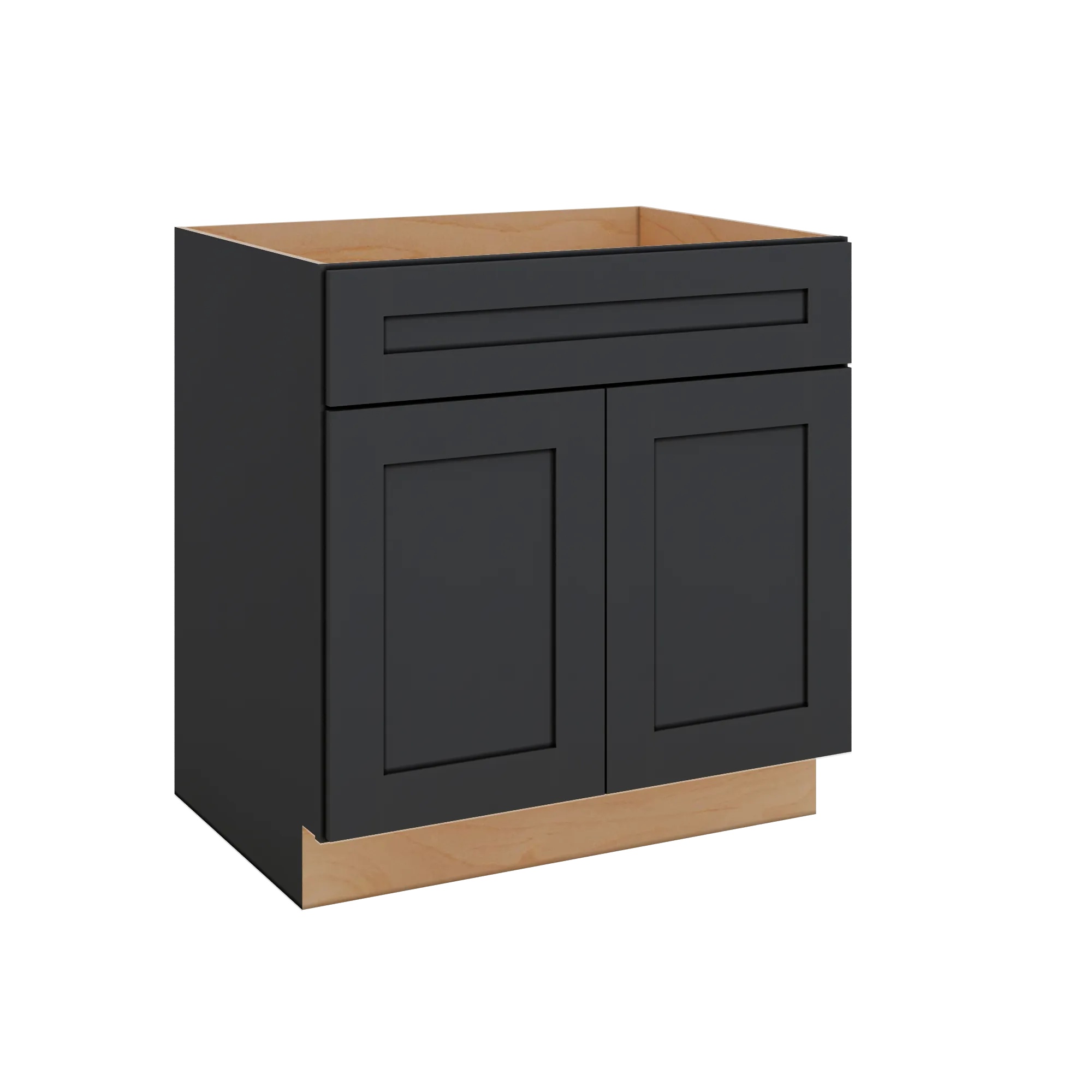 Modernform Cabinet Onyx Black Shaker 33" W X 34 1/2" H X 24" D Double Door Sink Base Cabinet