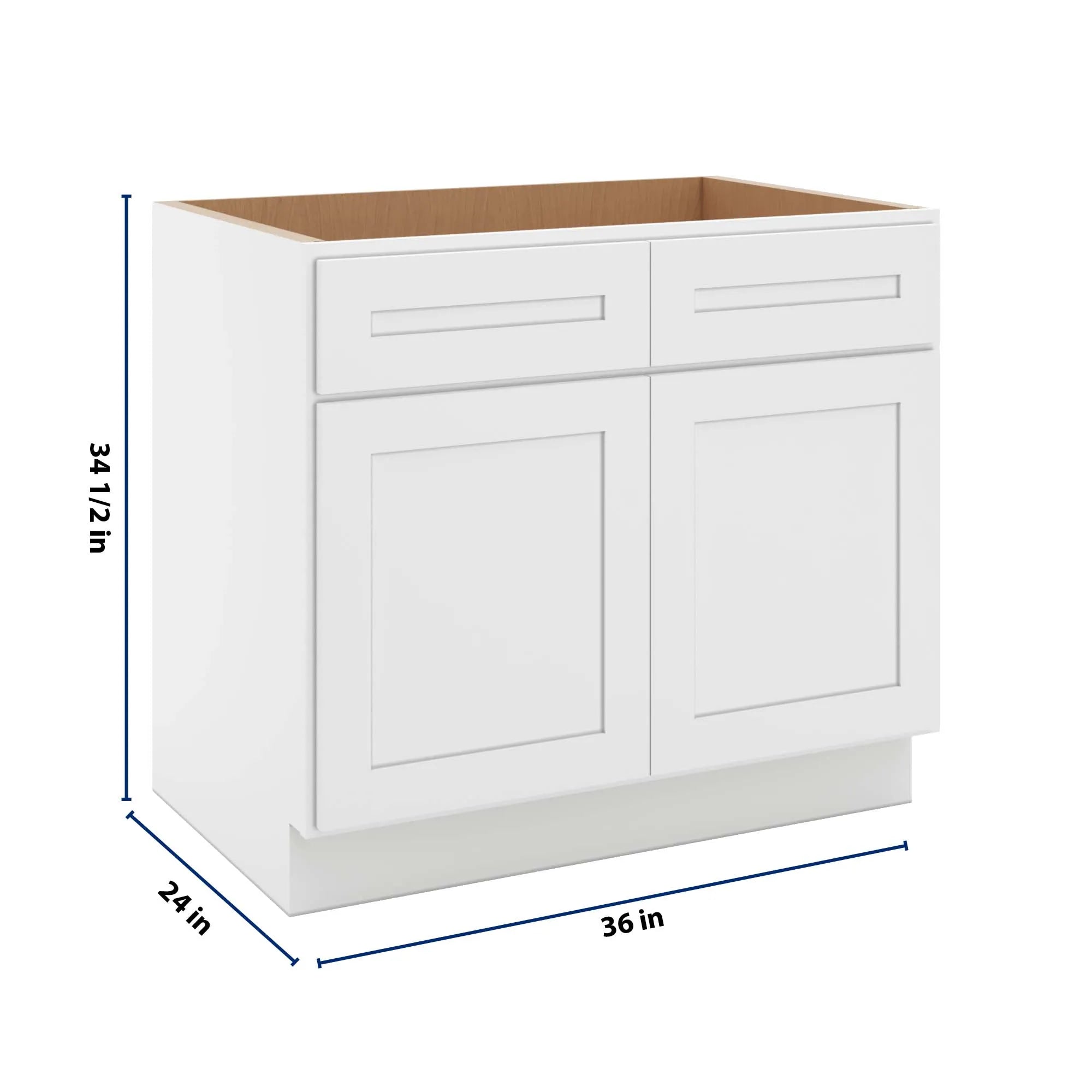 cnc luxor 5 piece white 36 w double door removable sink base cabinet