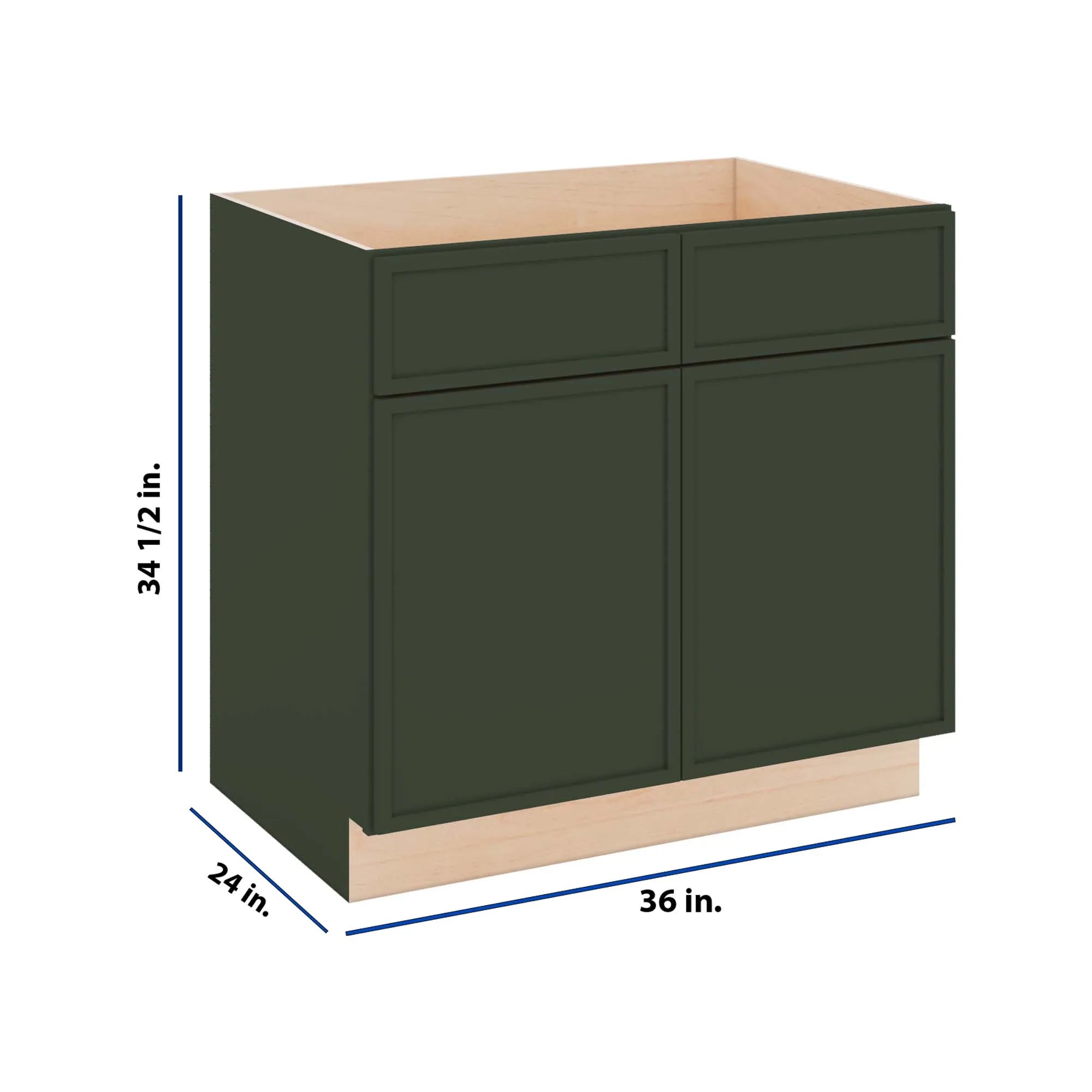 Modernform Cabinet Slim Sage Green 36" W X 34 1/2" H X 24" D Double Door Sink Base Cabinet