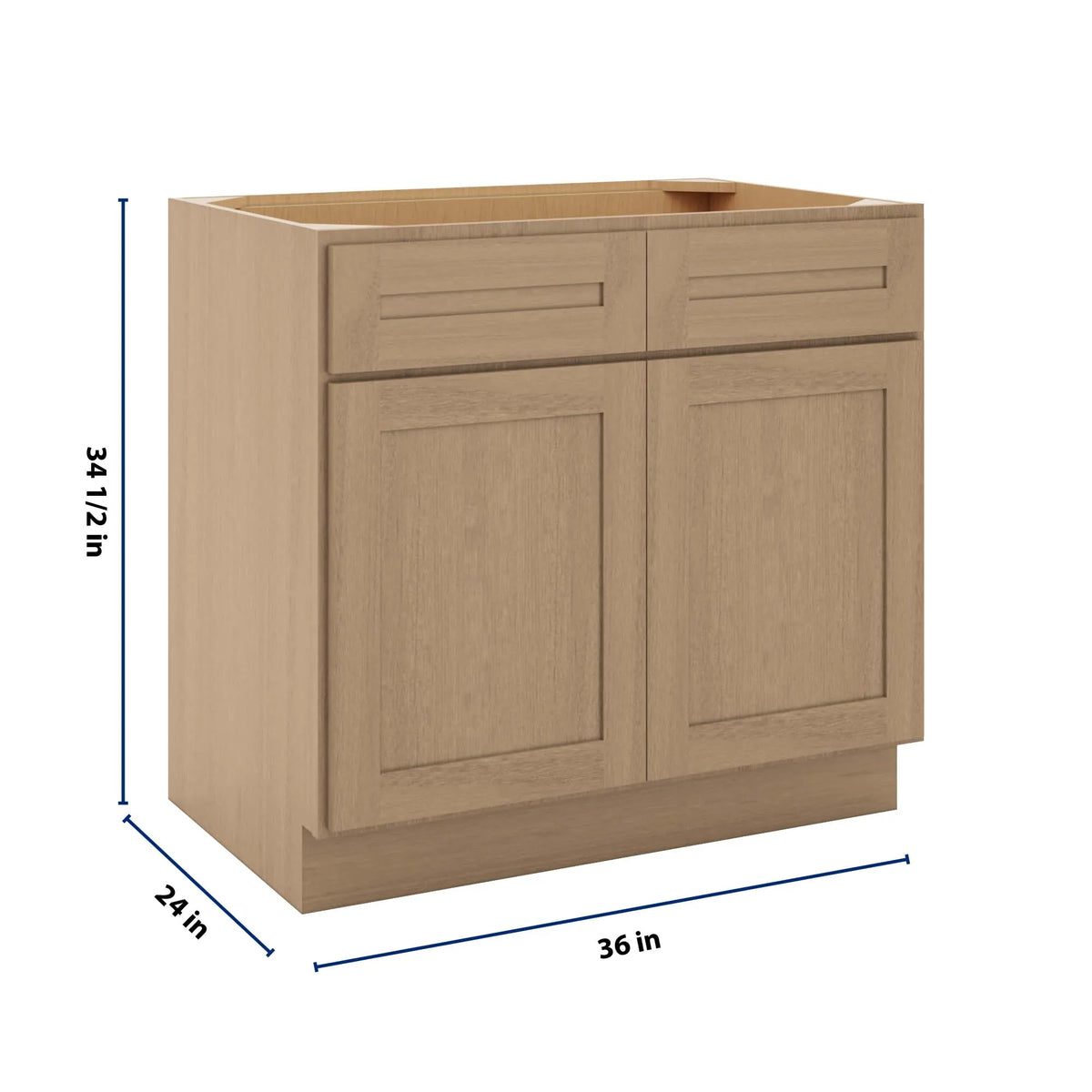 CNC Luxor 5-Piece Harvest 36" W 2 Drawer Front Double Door Sink Base Cabinet