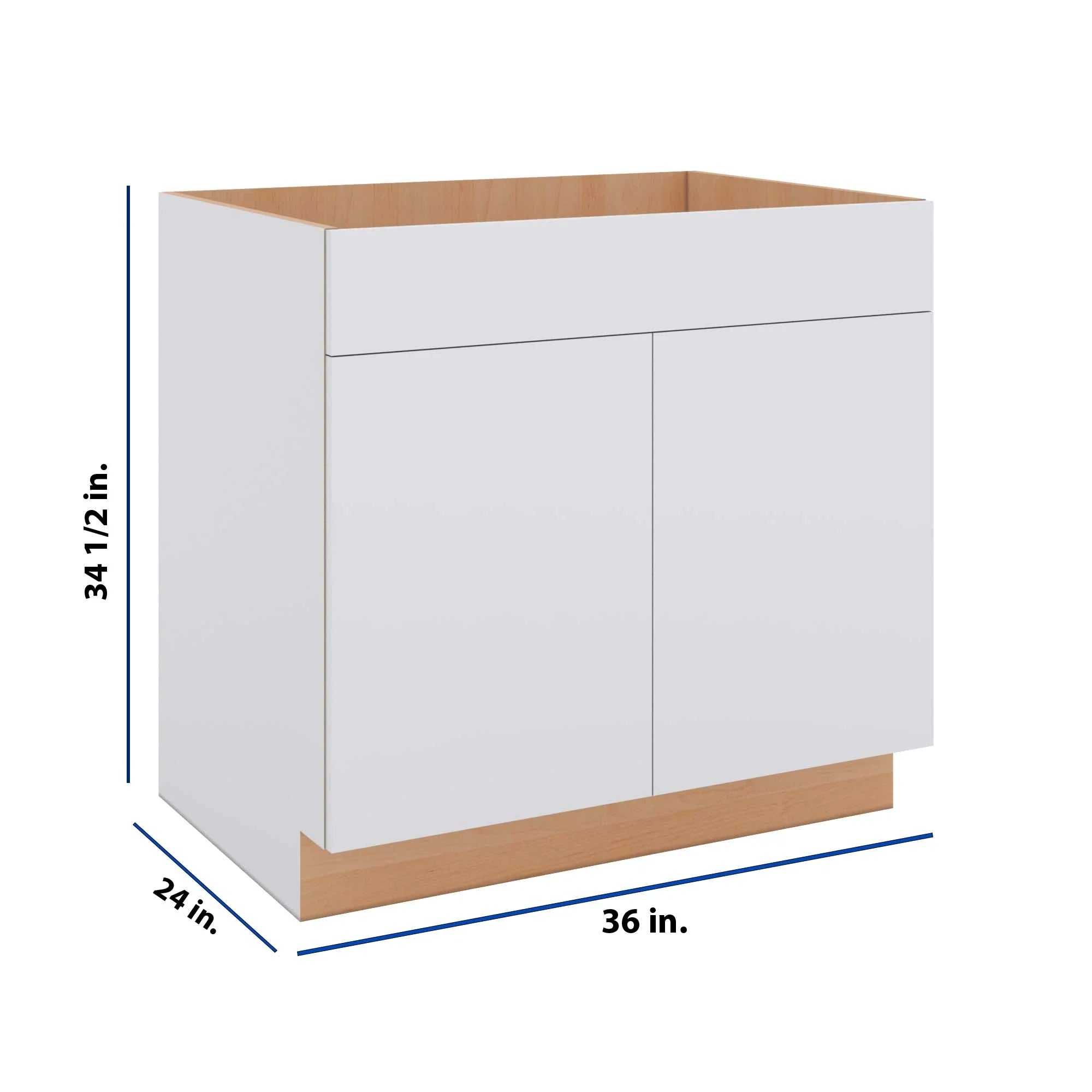 Modernform Cabinet Matte White 36" W X 34 1/2" H X 24" D Double Door Sink Base Cabinet
