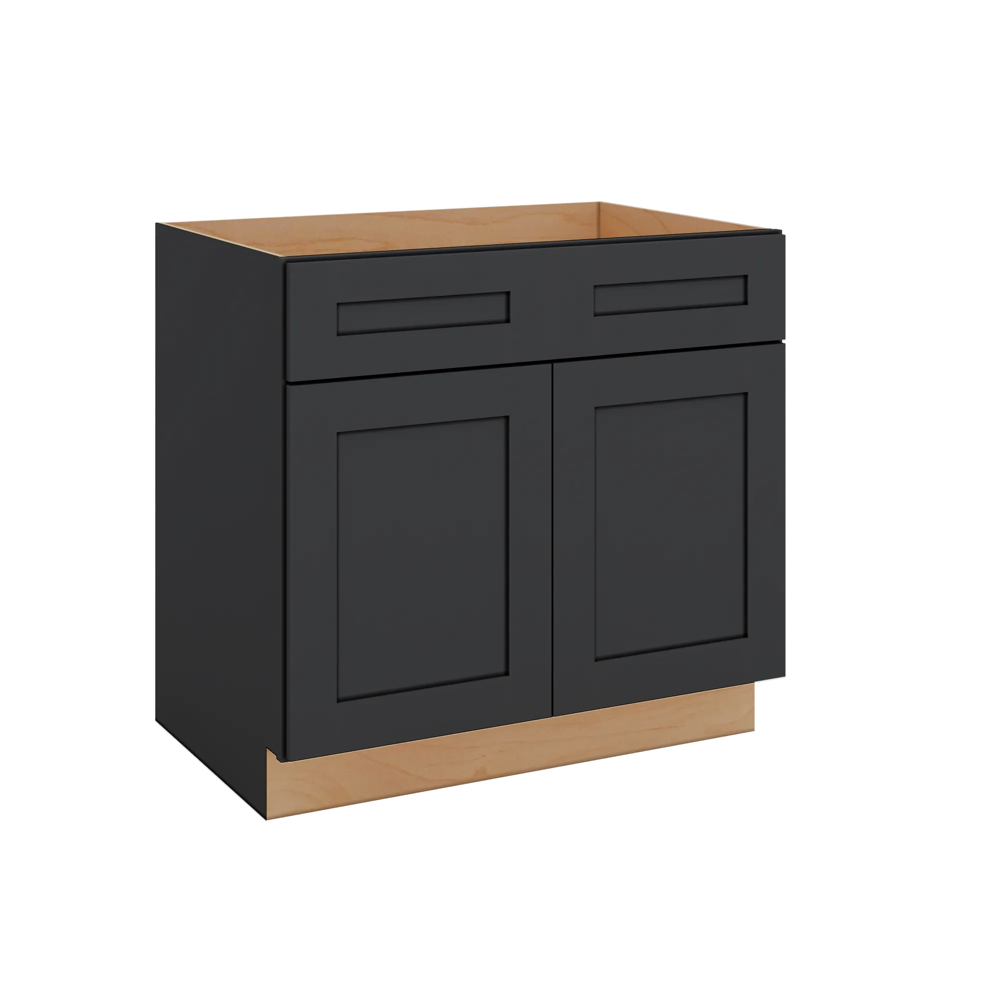 Modernform Cabinet Onyx Black Shaker 36" W X 34 1/2" H X 24" D Double Door Sink Base Cabinet