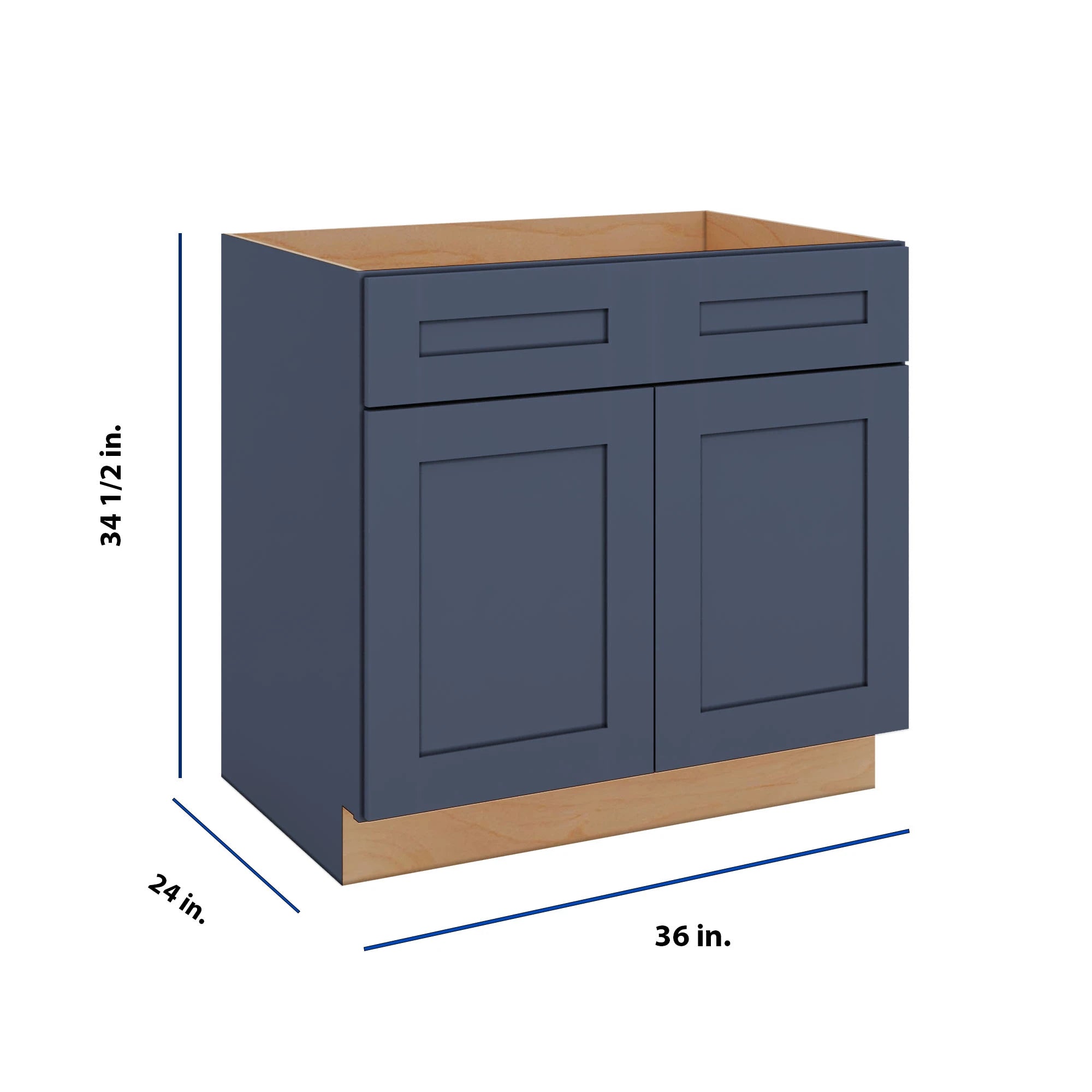 Modernform Cabinet Signature Blue 36" W X 34 1/2" H X 24" D Double Door Sink Base Cabinet