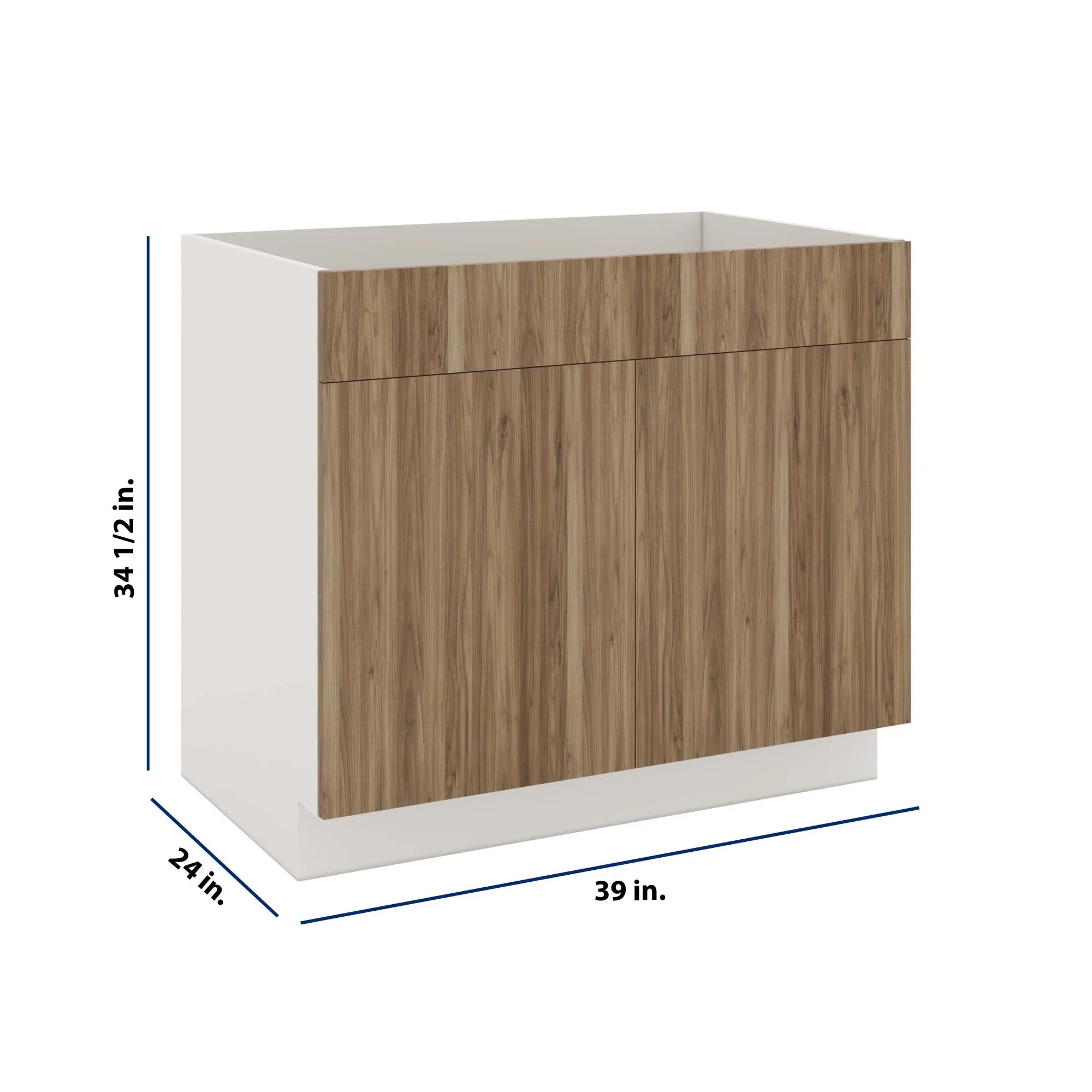 Modernform Cabinet Walnut 39" W X 34 1/2" H X 24" D Double Door Sink Base Cabinet