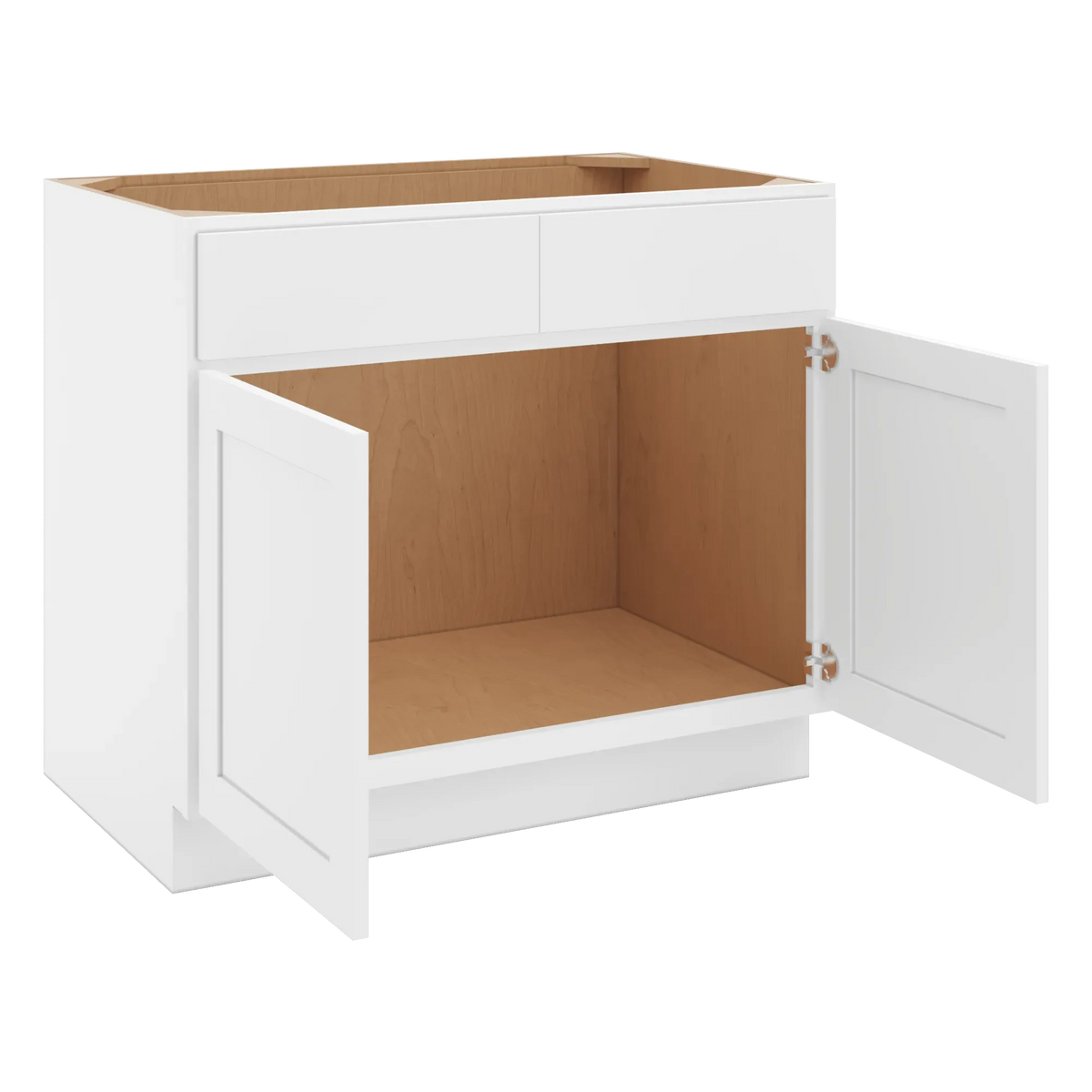 cnc luxor white 39 w 2 drawer front double door sink base cabinet