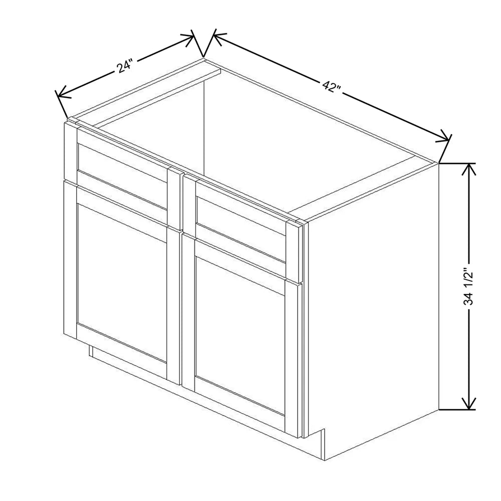 Kitchen Cabinet Distributors Shaker Designer White 5PC Sink Base w/ CS - 42" W x 34.5" H