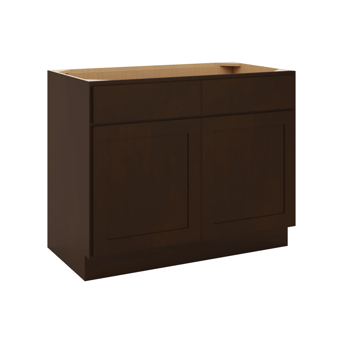 CNC Luxor 5-Piece Espresso 42" W 2 Drawer Front Double Door Sink Base Cabinet