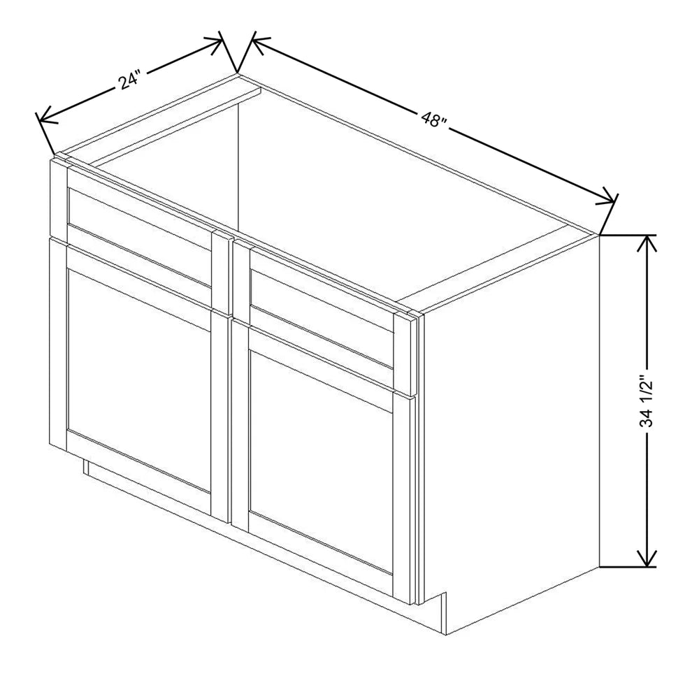 Kitchen Cabinet Distributors Shaker Designer White 5PC Sink Base w/ CS - 48" W x 34.5" H