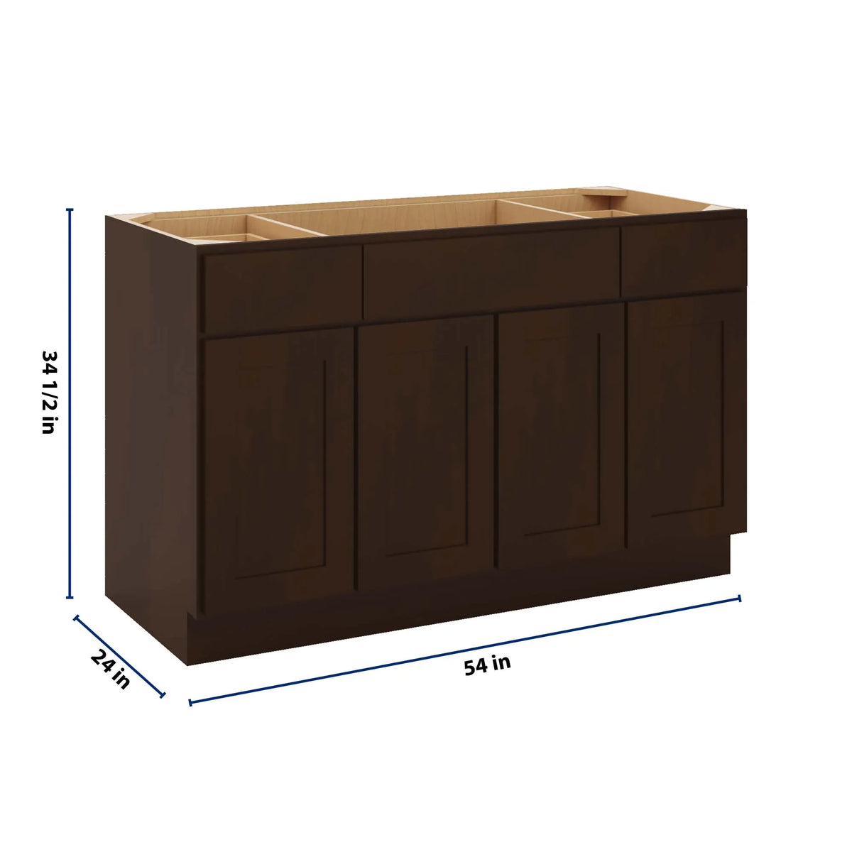 CNC Luxor 5-Piece Espresso 54" W Combination Sink Base Cabinet