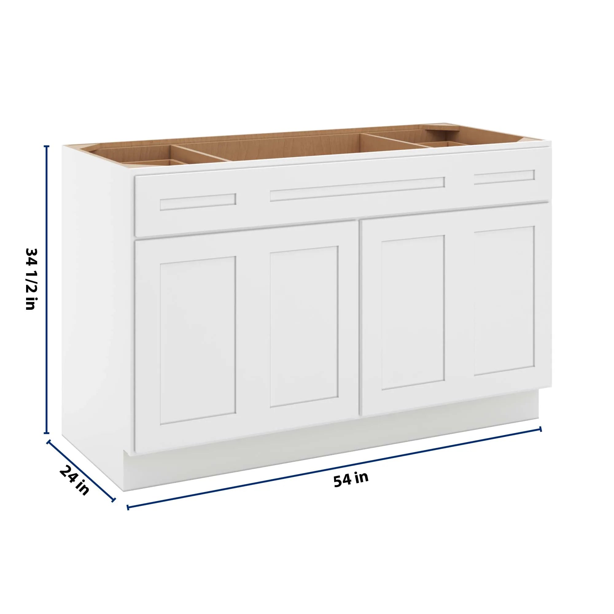 cnc luxor 5 piece white 54 w combination sink base cabinet