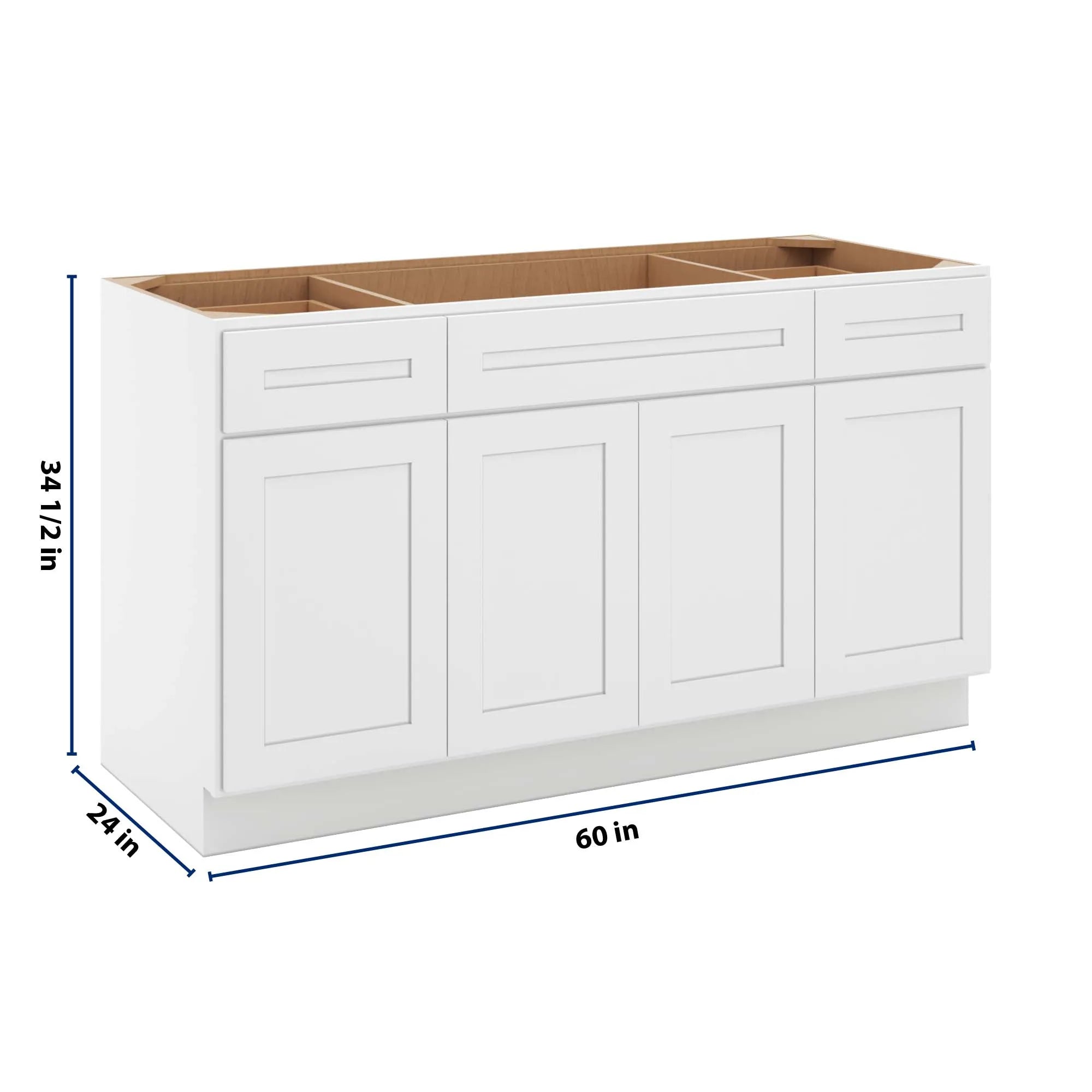 cnc luxor 5 piece white 60 w combination sink base cabinet