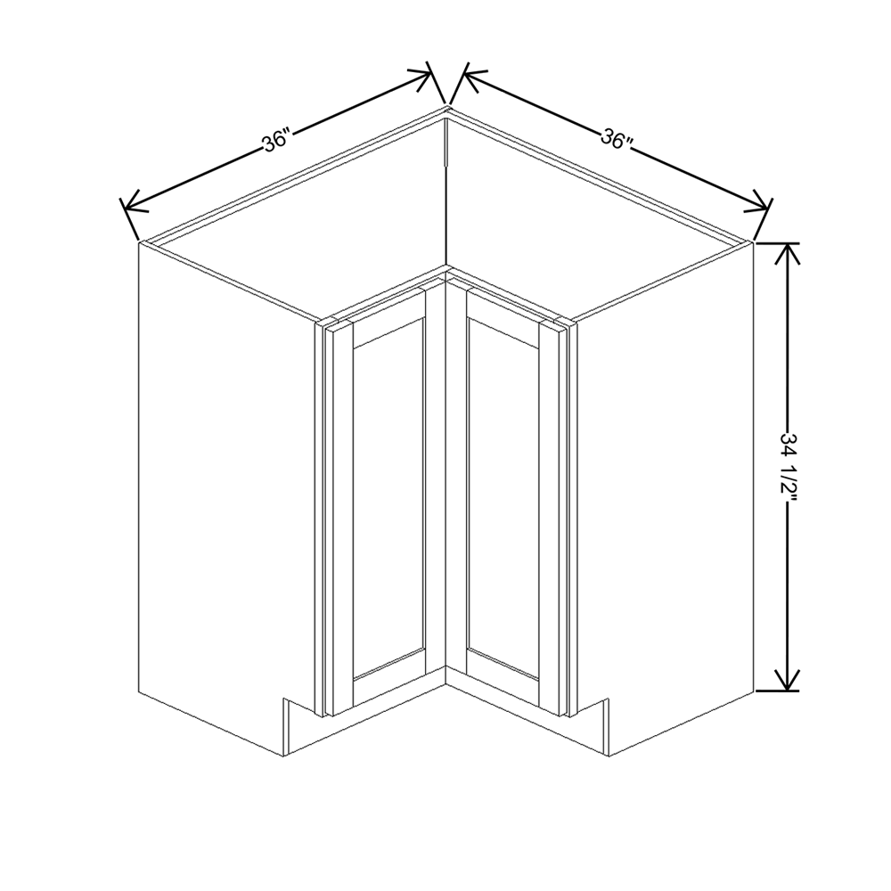 Wolf Classic Dartmouth 5-piece White Paint 36"W Base Corner Eazy Reach Super Susan Full H Door Cabinet