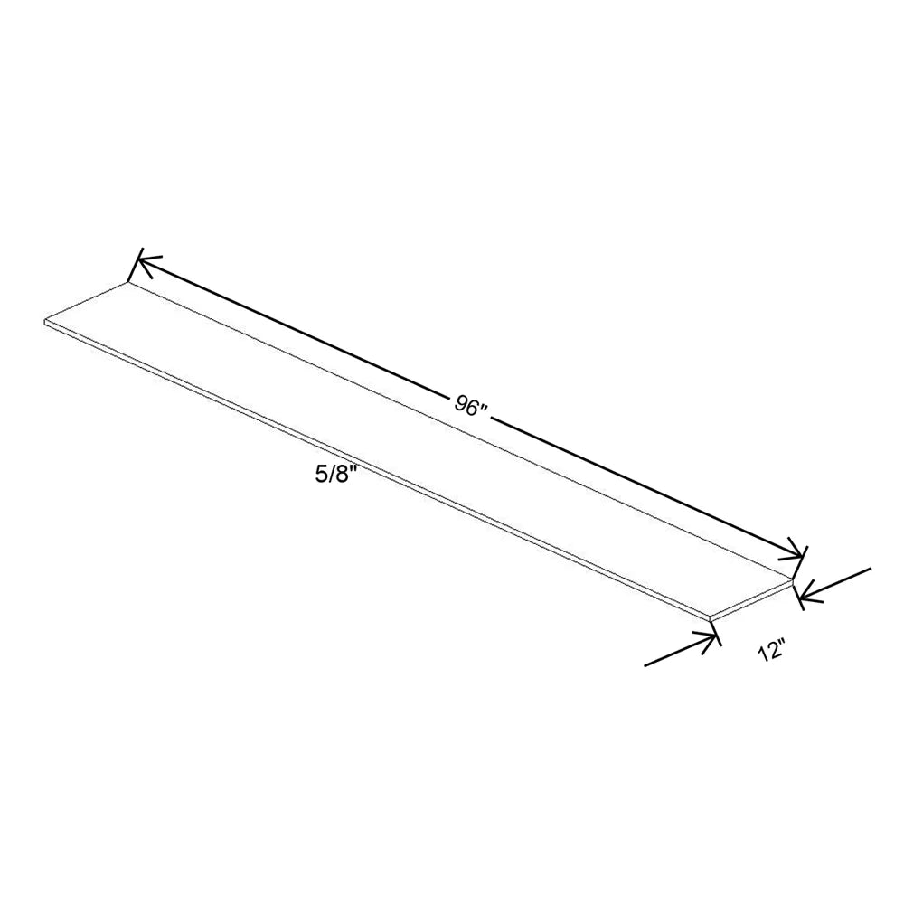 Kitchen Cabinet Distributors Shaker Designer White 5PC Shelf - 96" W x 12" D