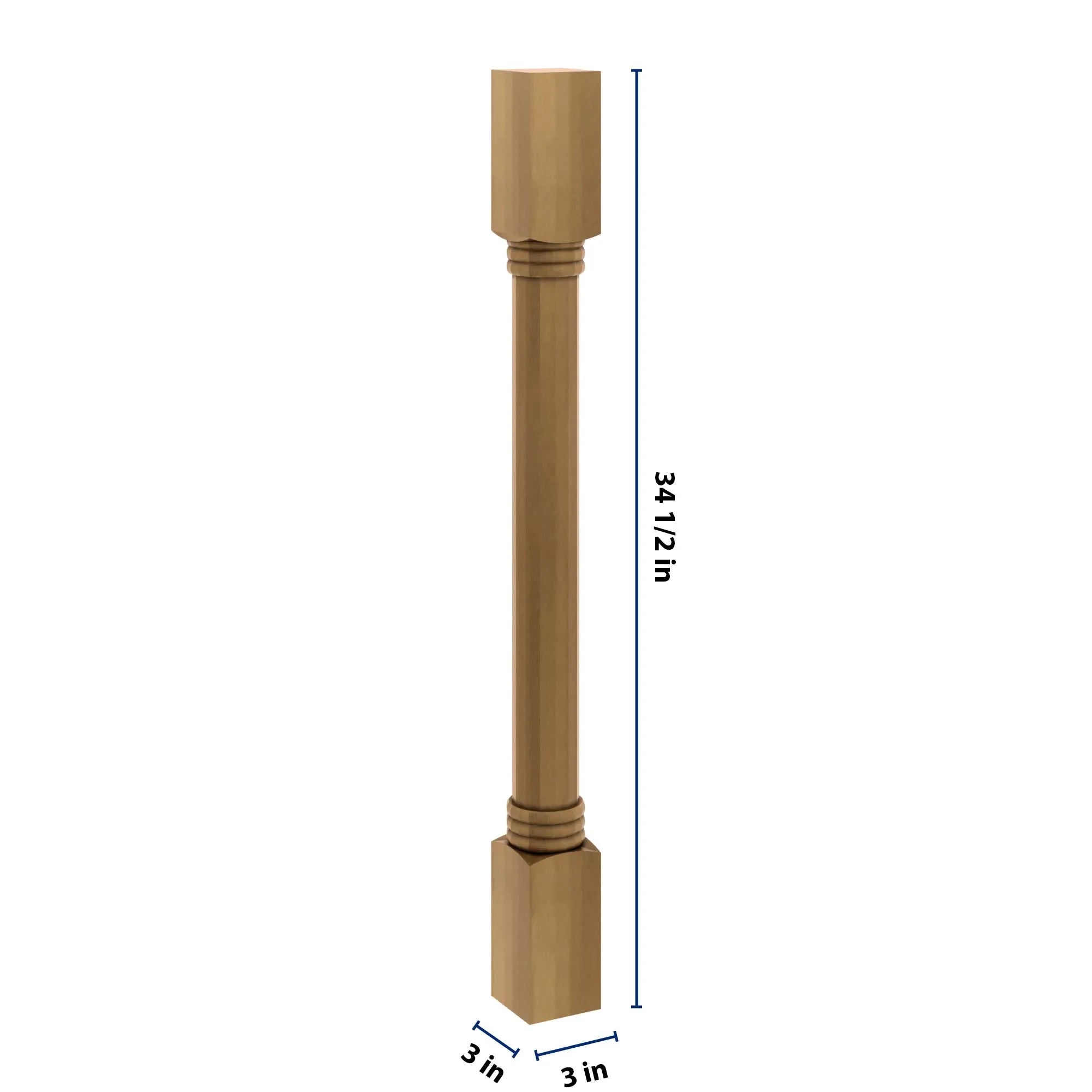 J&K Butterscotch B8 Full Turn Post 3"W x 34 1/2" H x 3" D