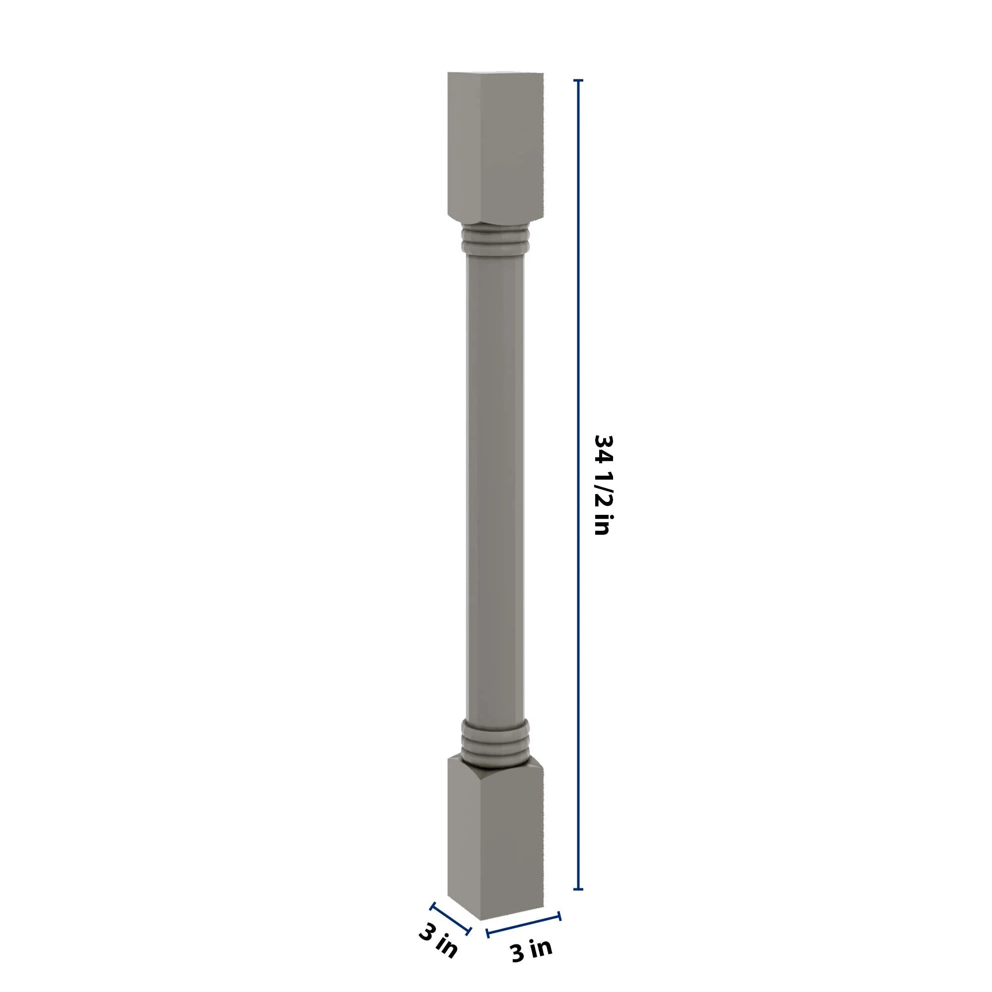 J&K Greige K3 Full Turn Post 3"W x 34 1/2" H x 3" D