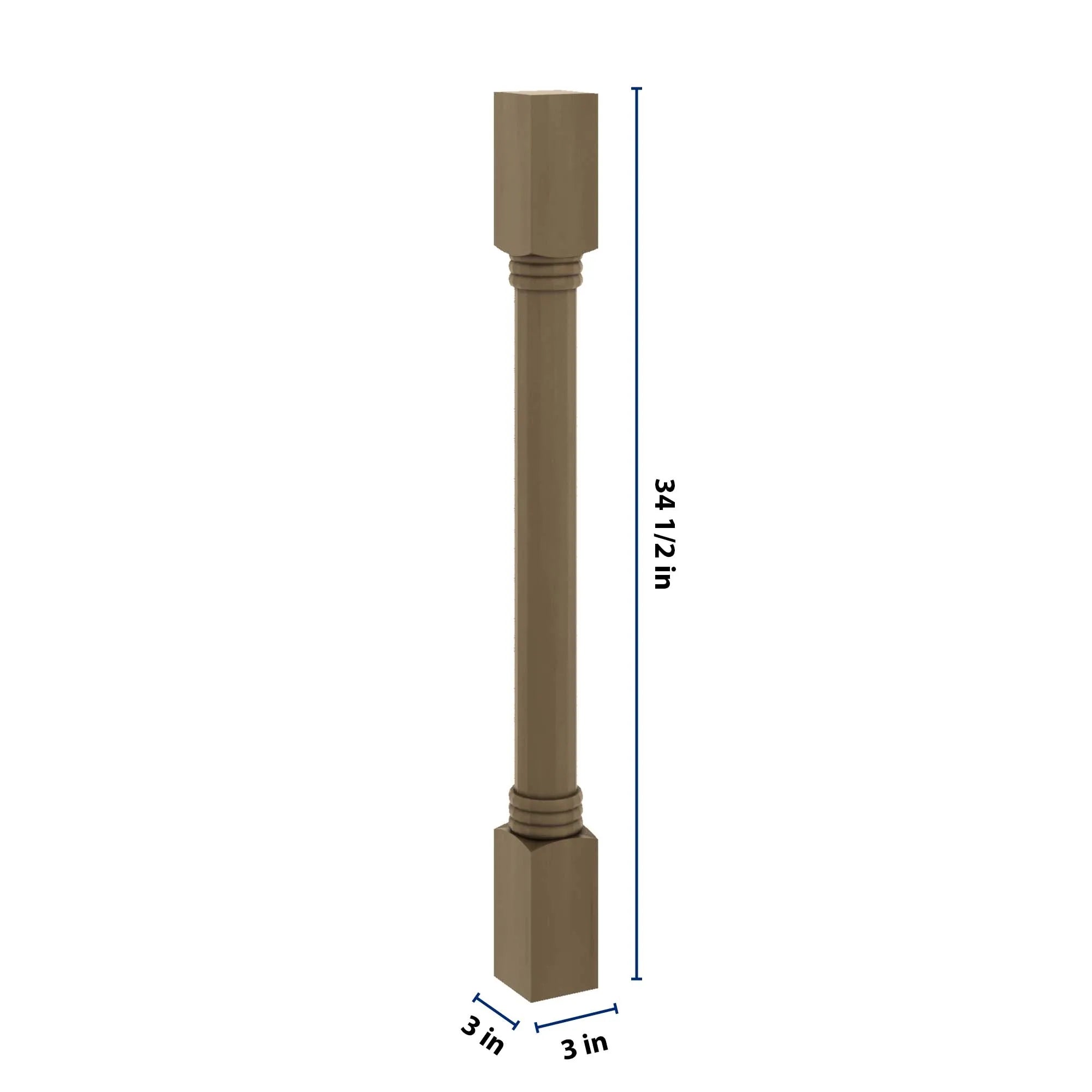 J&K Hazel H8 Full Turn Post 3"W x 34 1/2" H x 3" D