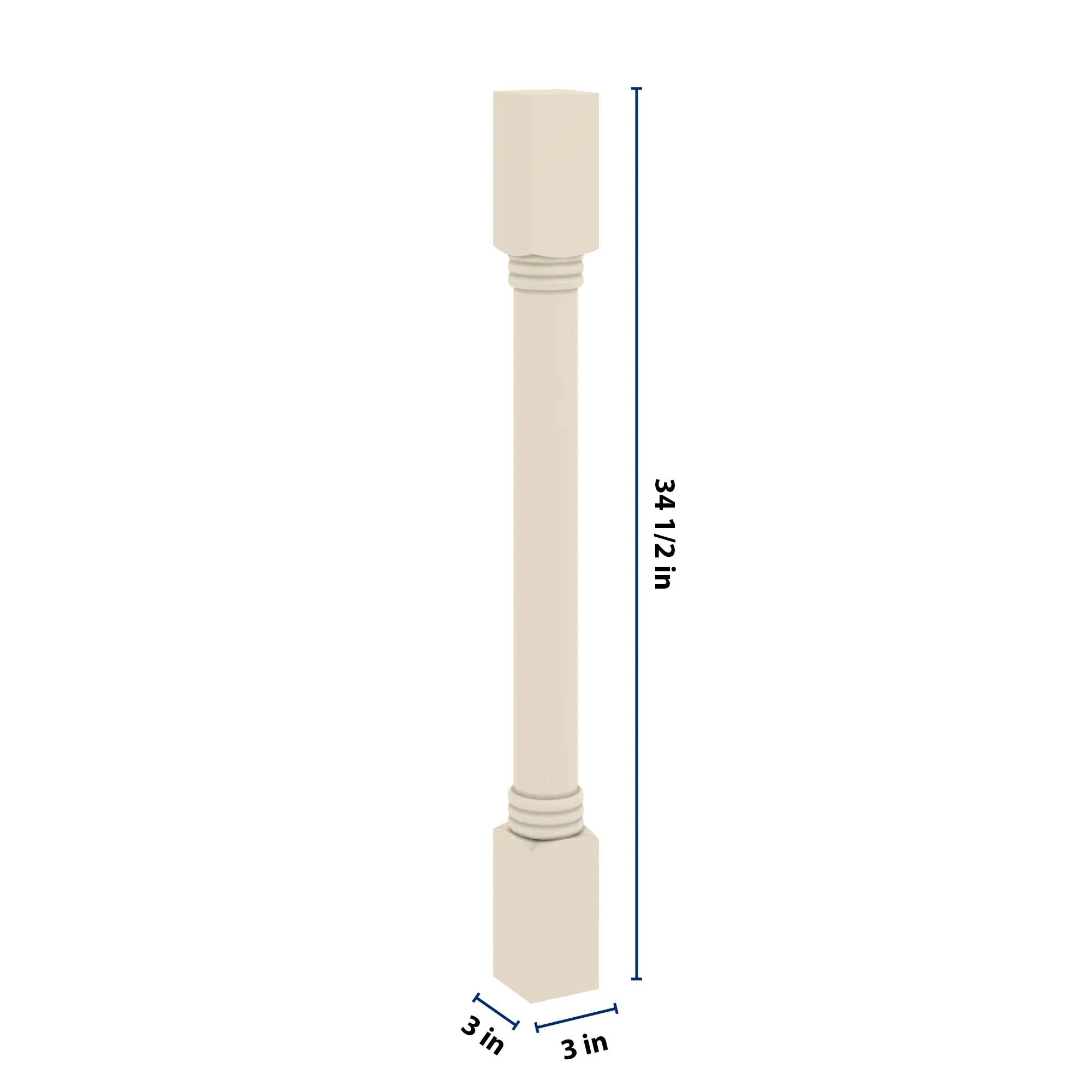 J&K Pearl Glazed H9 Full Turn Post 3"W x 34 1/2" H x 3" D