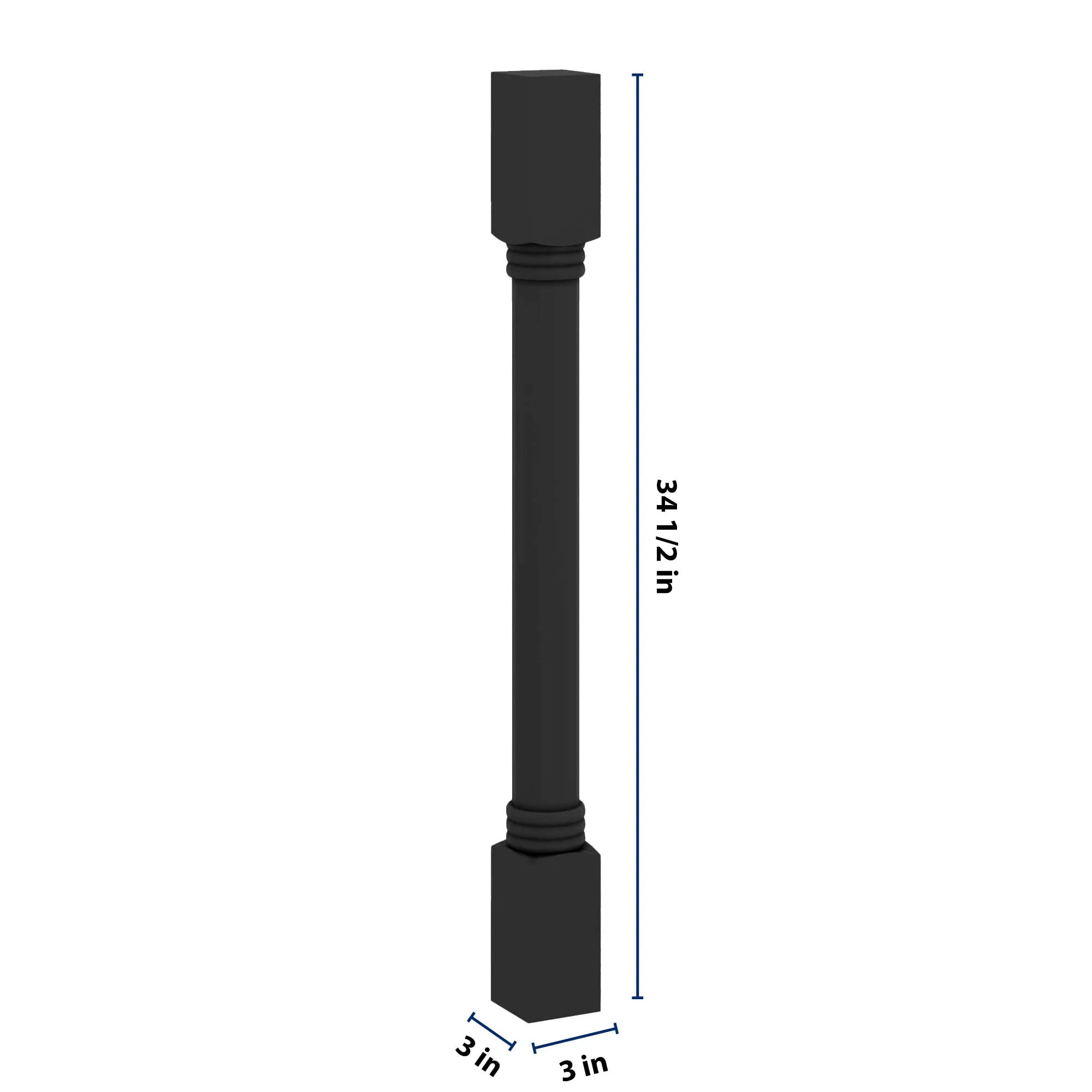 J&K Charcoal E2 Full Turn Post 3"W x 34 1/2" H x 3" D