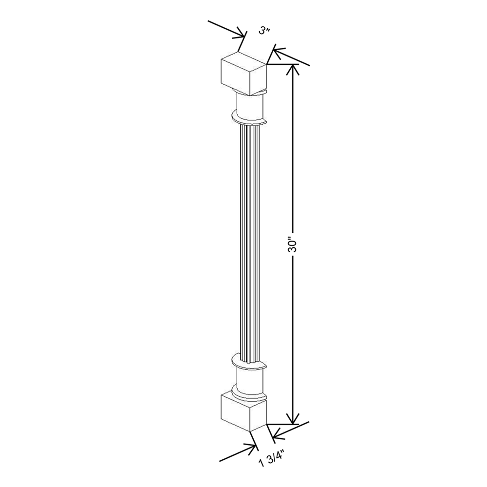 Cubitac Basic Oxford Latte 3" W X 1 1/2" D X 30" H Fluted Spindle Wall